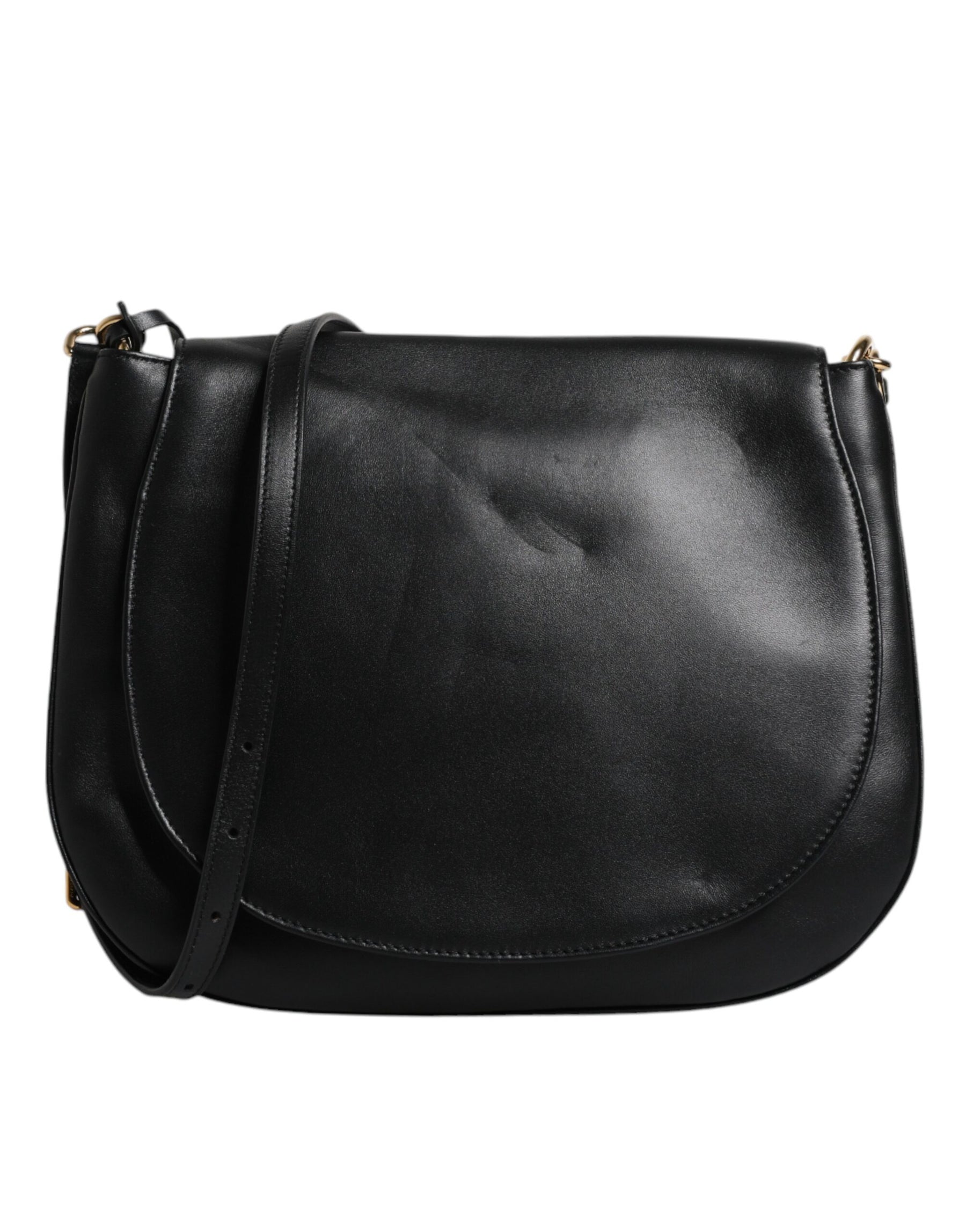 Dolce & Gabbana Black Leather Flap Saddle Shoulder Bag | Regal Royce