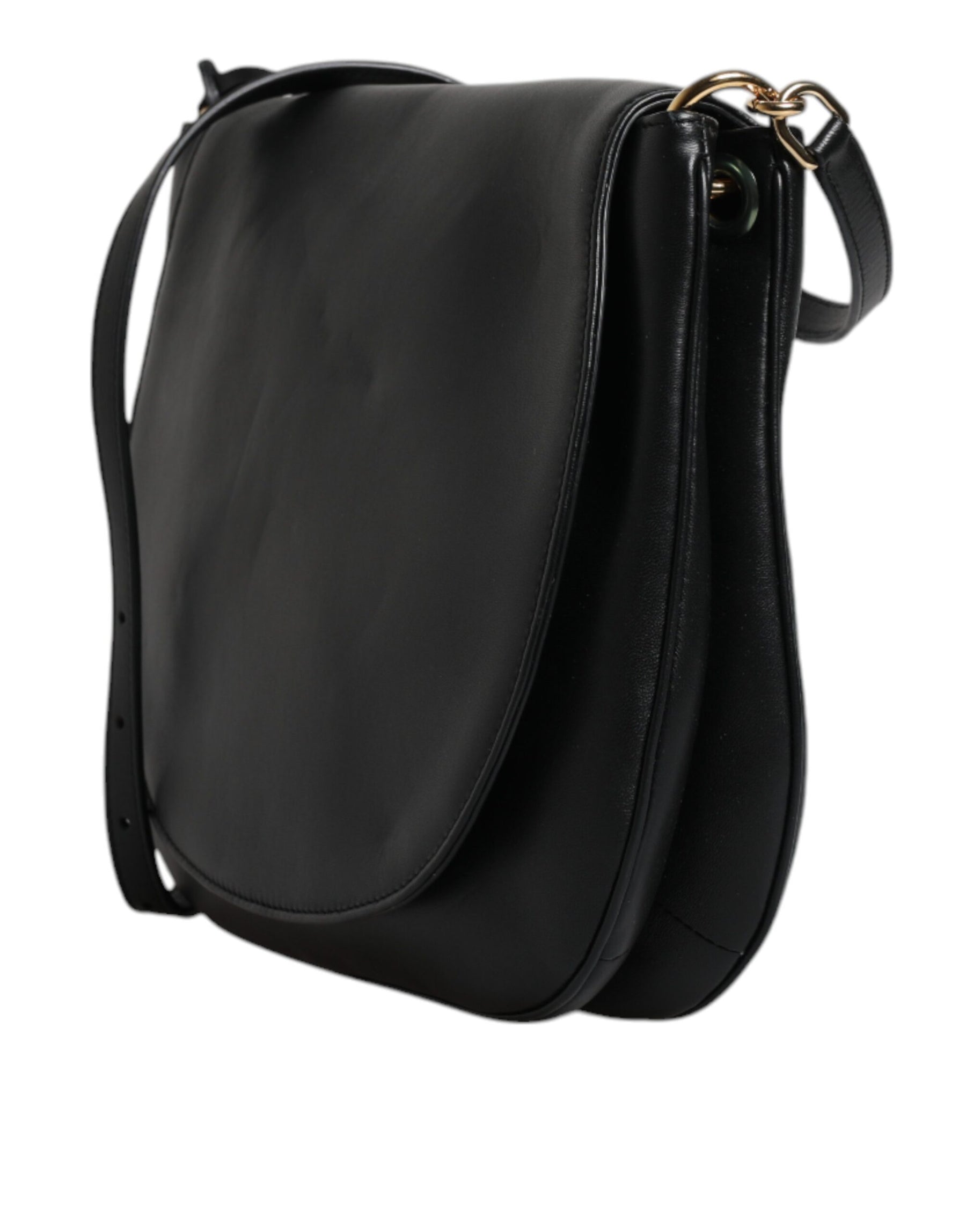 Dolce & Gabbana Black Leather Flap Saddle Shoulder Bag | Regal Royce