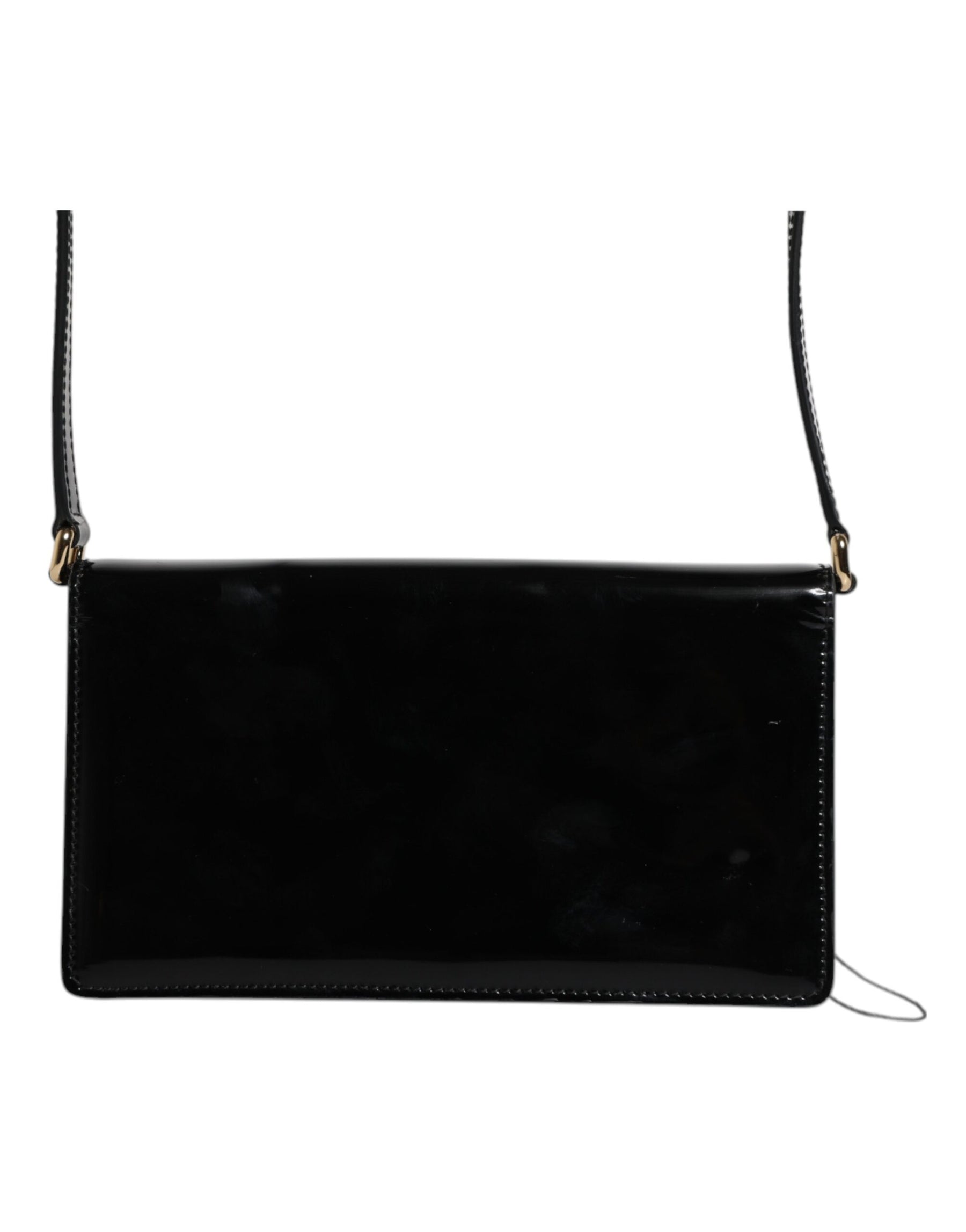 Dolce & Gabbana Black Patent Leather Logo Plaque Crossbody Bag | Regal Royce
