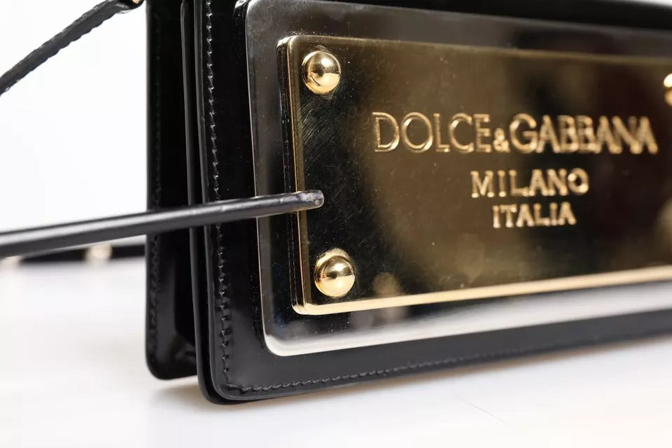 Dolce & Gabbana Black Patent Leather Logo Plaque Crossbody Bag | Regal Royce