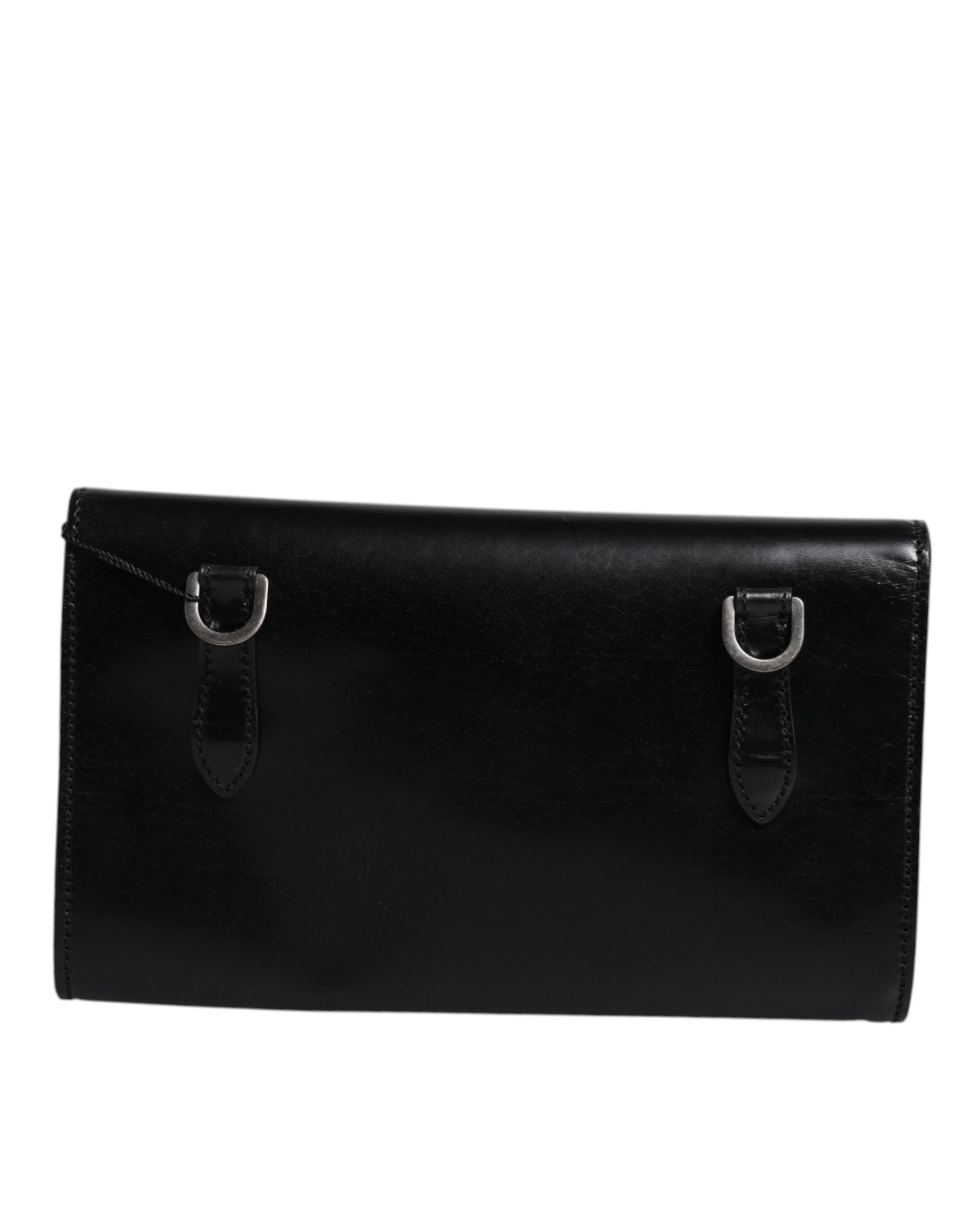 Dolce & Gabbana Black Leather Logo Embossed Crossbody Bag | Regal Royce