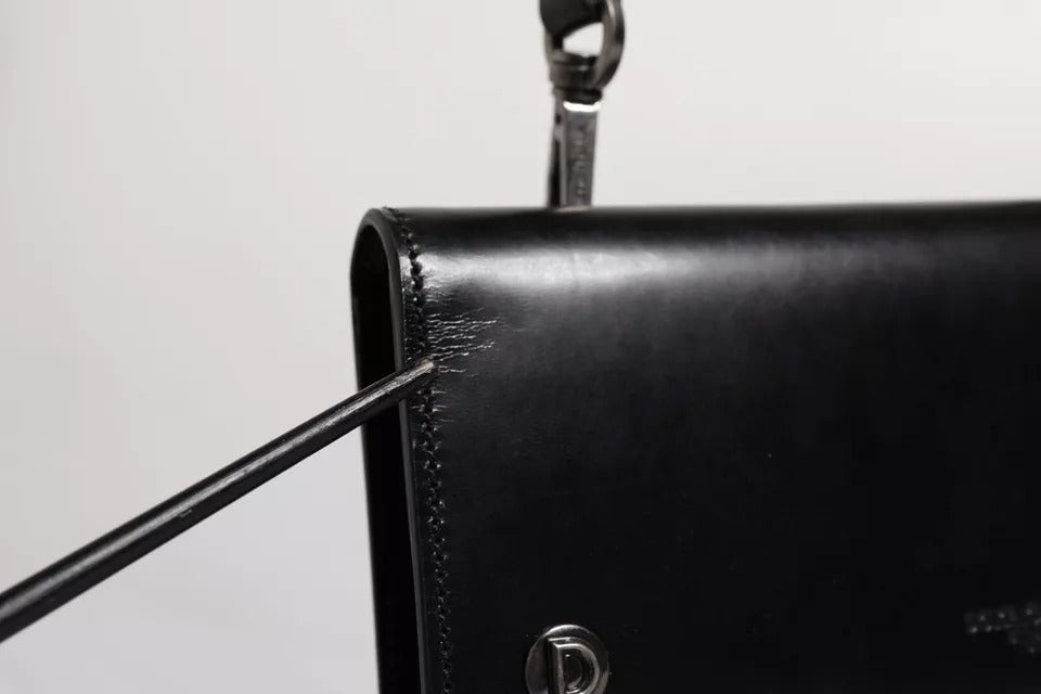Dolce & Gabbana Black Leather Logo Embossed Crossbody Bag | Regal Royce