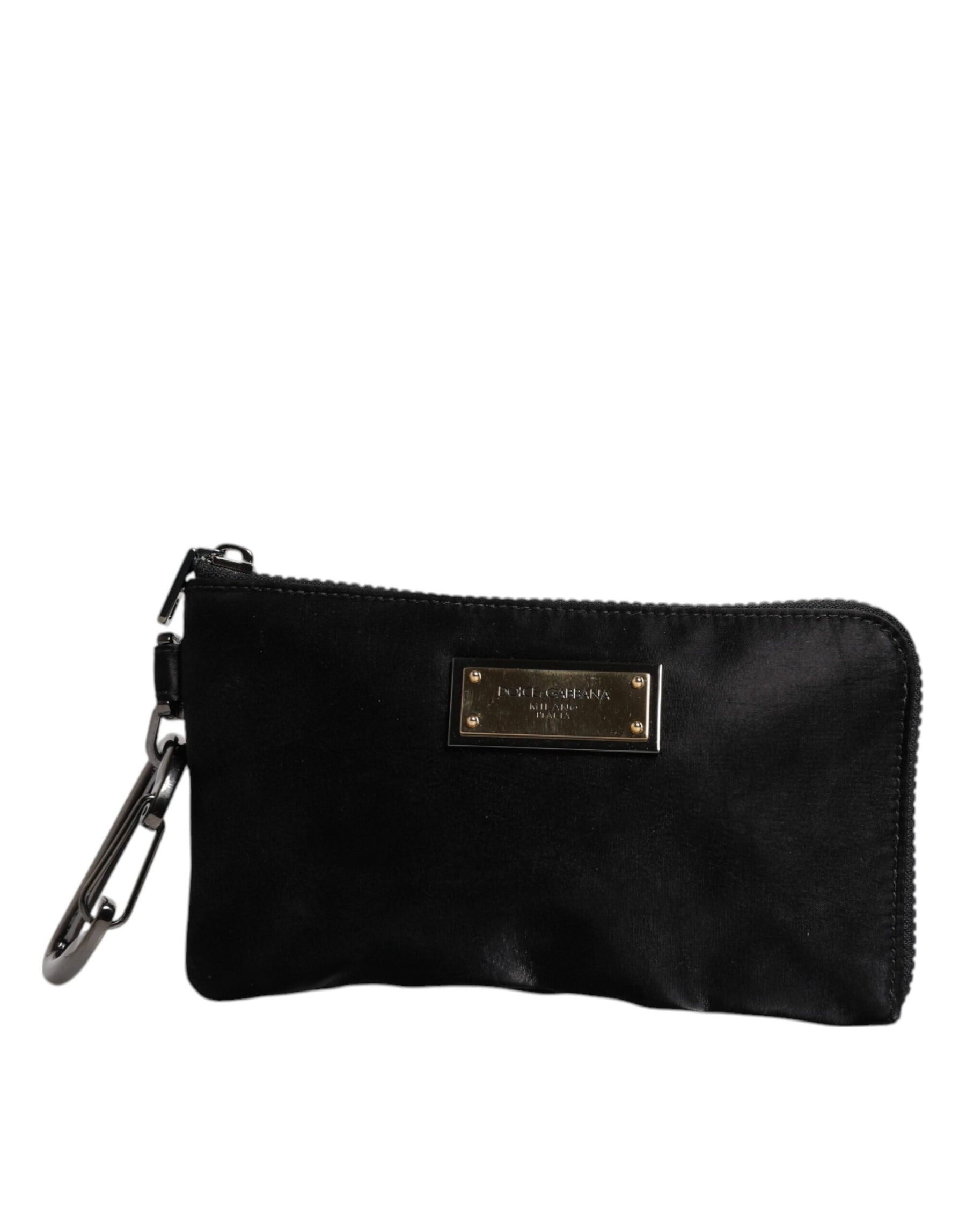 Dolce & Gabbana Black Nylon Logo Plaque Keyring Pouch Clutch Bag | Regal Royce