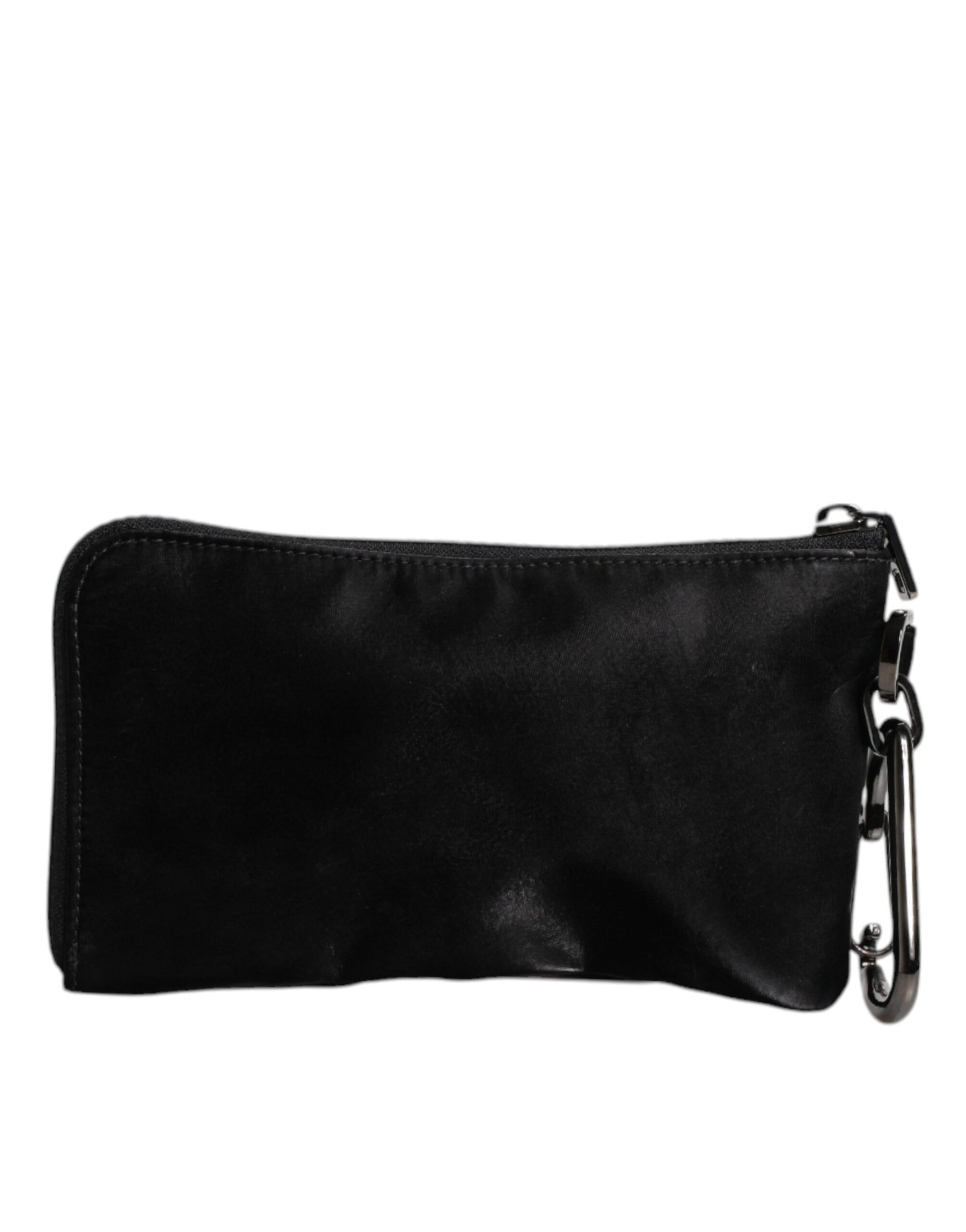Dolce & Gabbana Black Nylon Logo Plaque Keyring Pouch Clutch Bag | Regal Royce