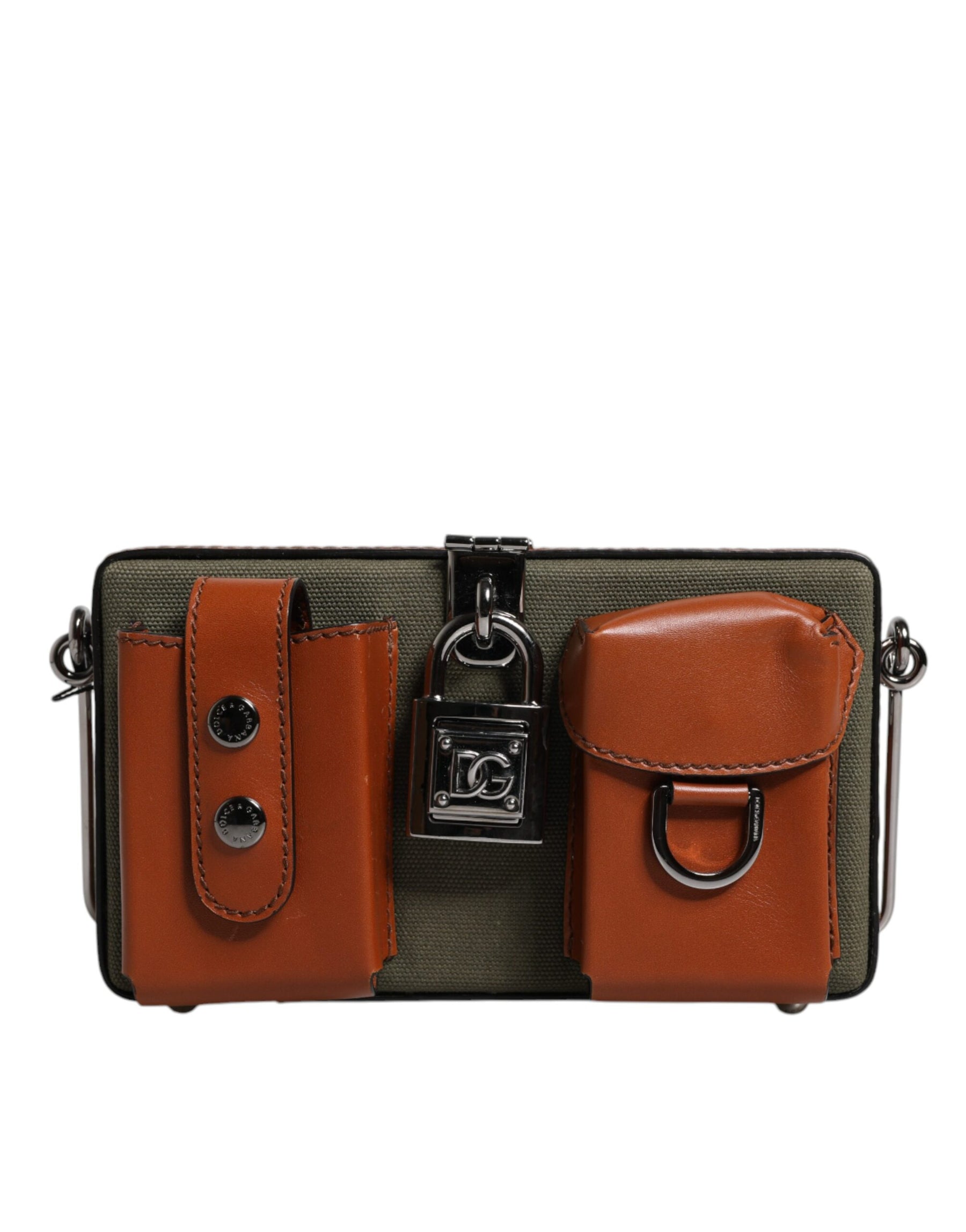Dolce & Gabbana Green Brown Leather Clutch Purse Bag | Regal Royce