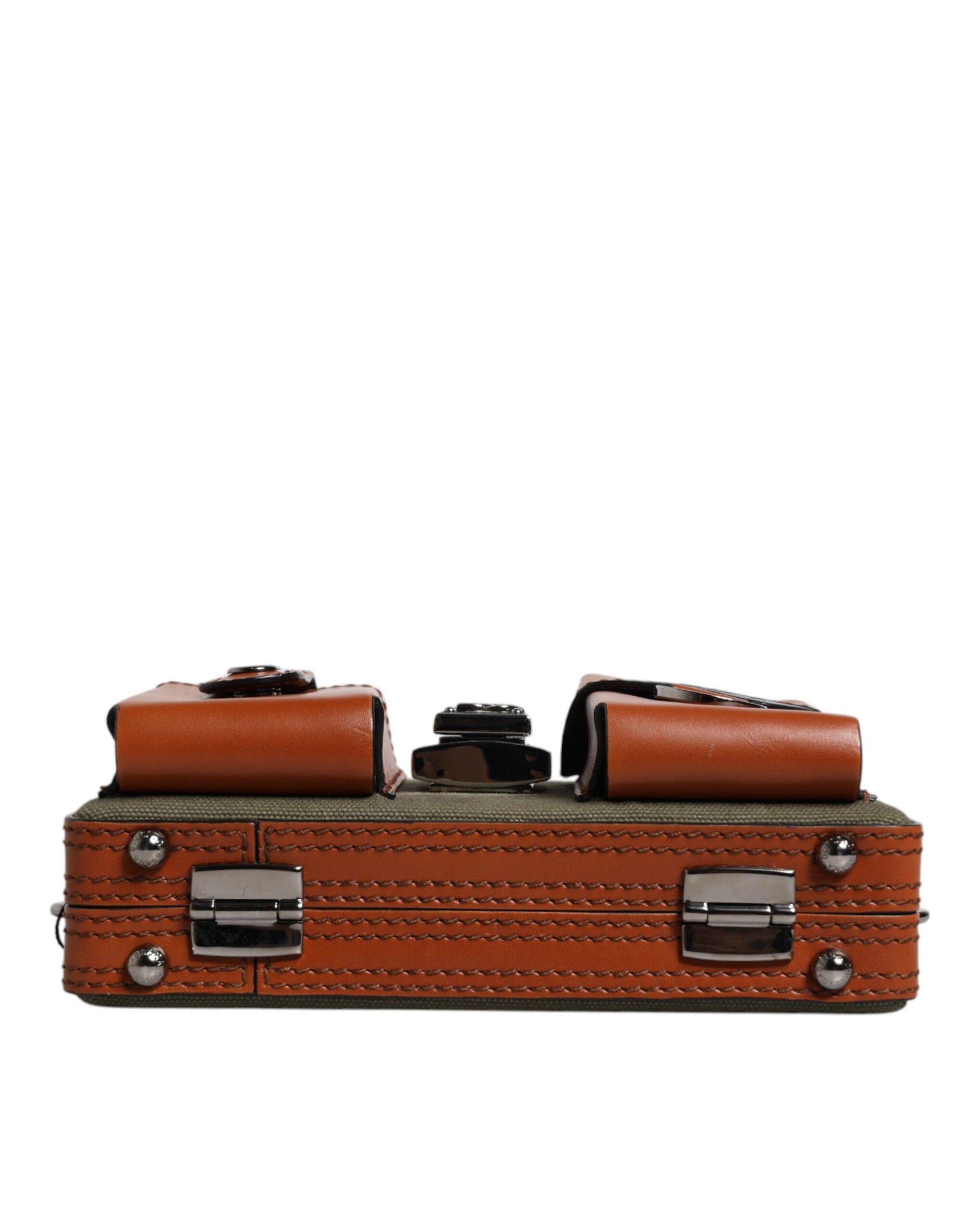 Dolce & Gabbana Green Brown Leather Clutch Purse Bag | Regal Royce