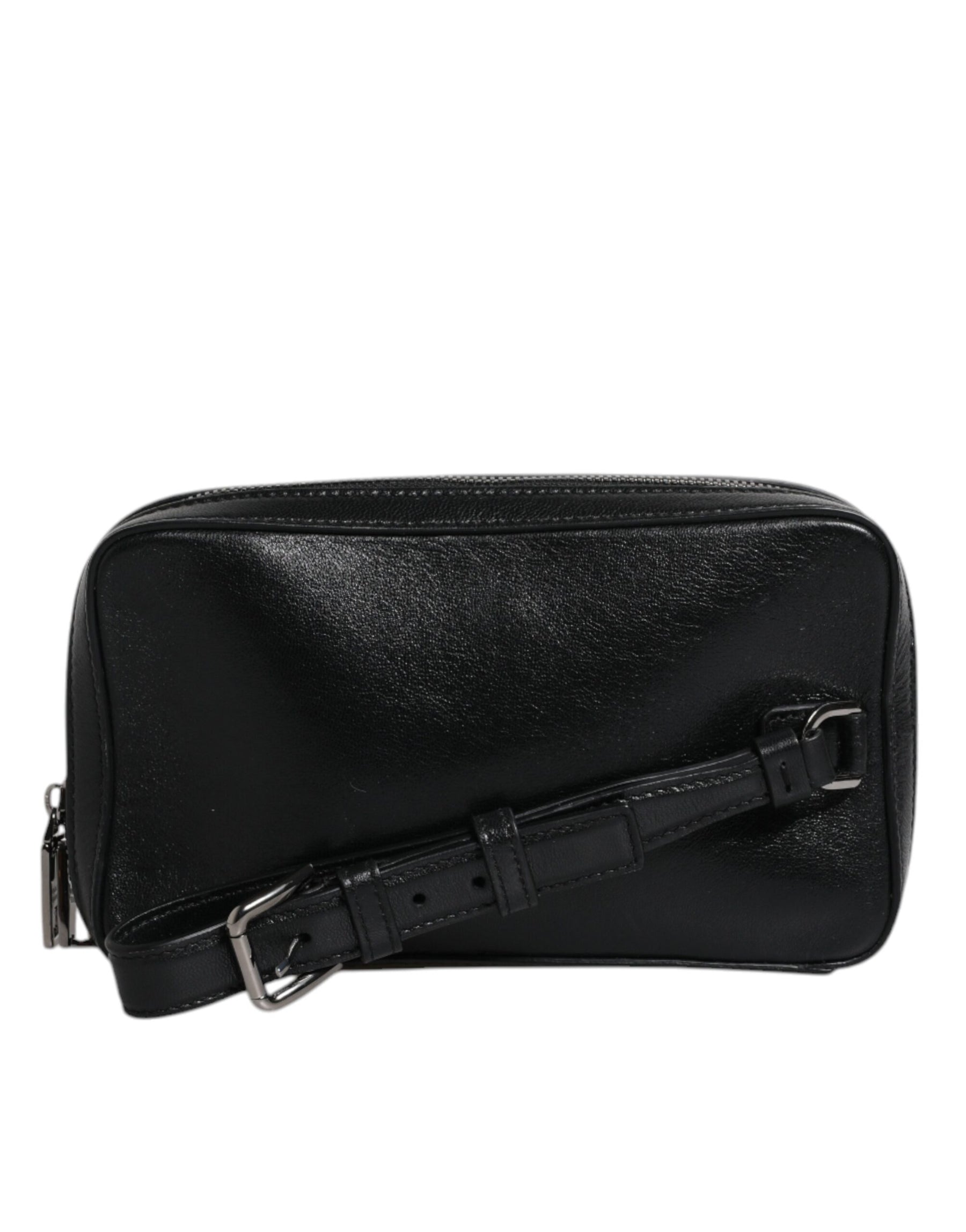 Dolce & Gabbana Black Leather LED Logo Wrist Strap Clutch Bag | Regal Royce