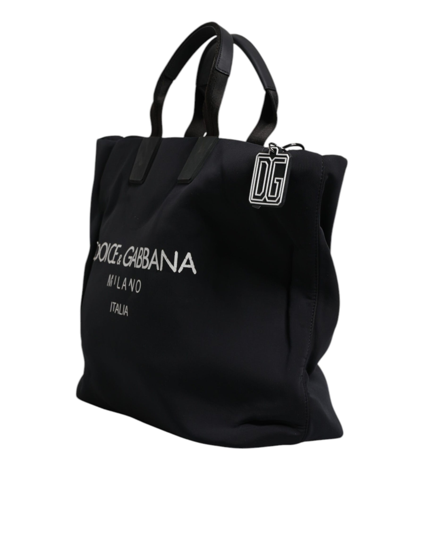 Dolce & Gabbana Black Canvas DG Logo Women Shopping Hand Tote Bag | Regal Royce