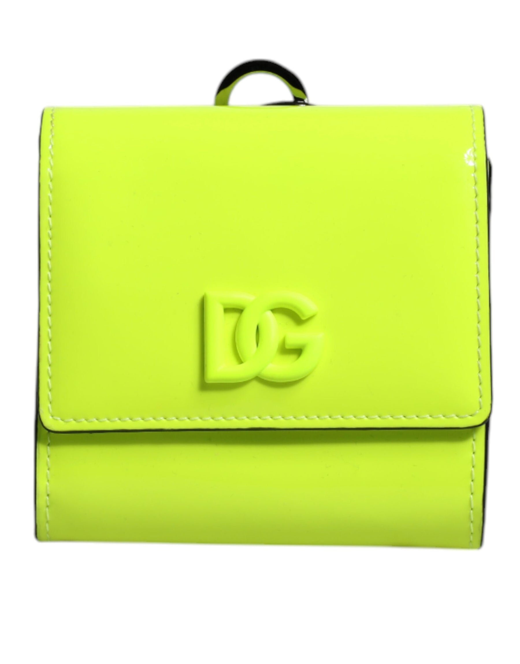 Dolce & Gabbana Yellow Green Bifold DG Logo Neck Strap Cardholder Wallet | Regal Royce