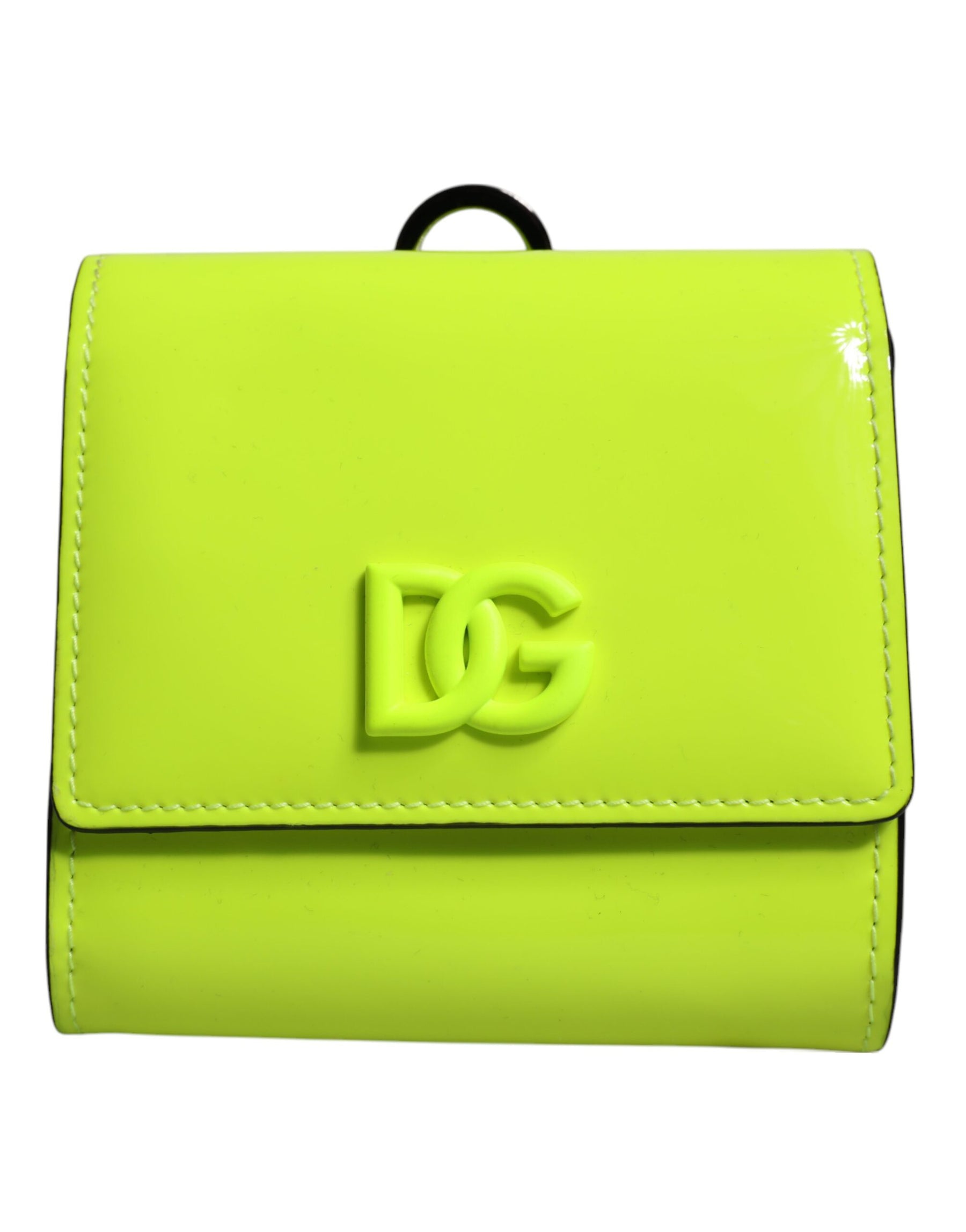Dolce & Gabbana Yellow Green Bifold DG Logo Neck Strap Cardholder Wallet | Regal Royce