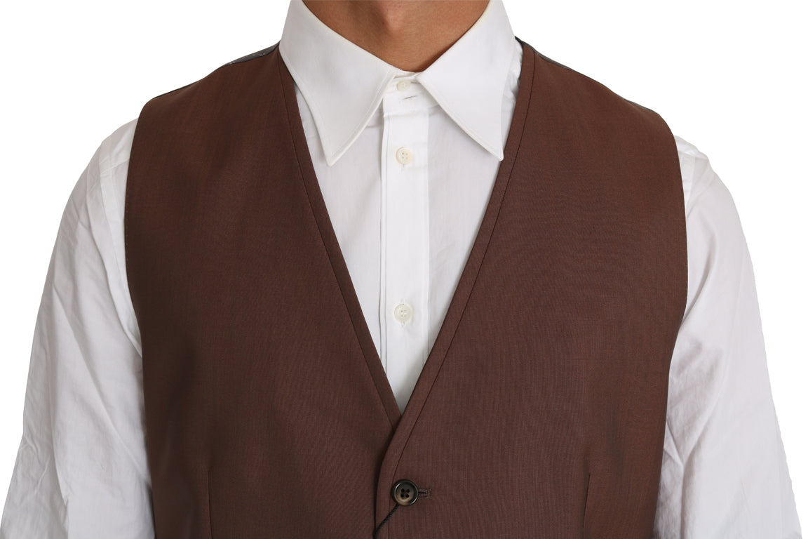Dolce & Gabbana Brown Wool Silk Waistcoat Vest | Regal Royce