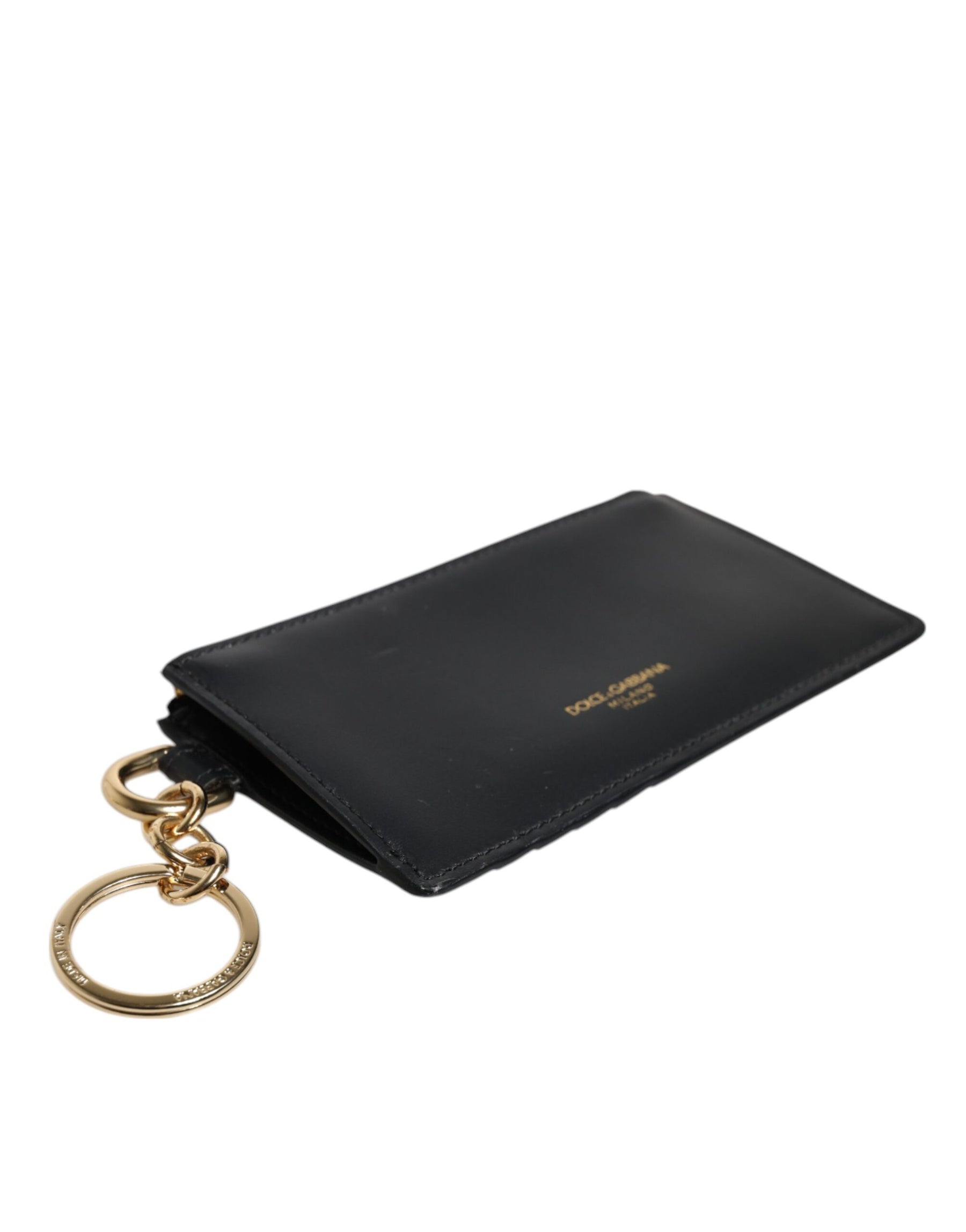 Dolce & Gabbana Black Calfskin Leather DG Logo Card Holder Wallet | Regal Royce