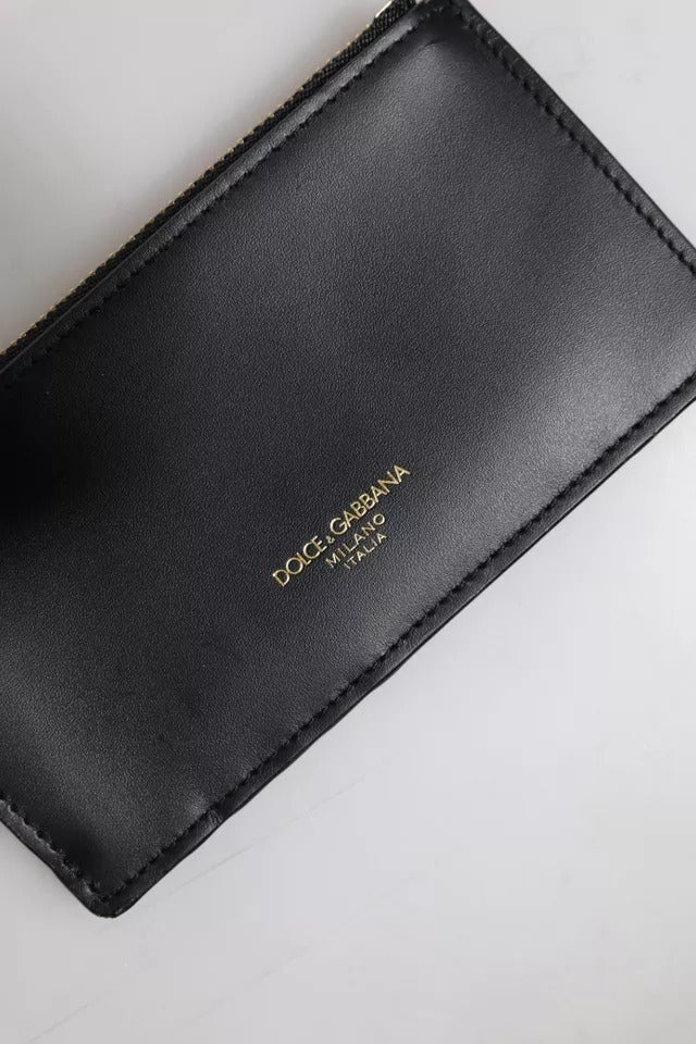 Dolce & Gabbana Black Calfskin Leather DG Logo Card Holder Wallet | Regal Royce