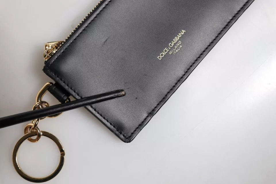 Dolce & Gabbana Black Calfskin Leather DG Logo Card Holder Wallet | Regal Royce