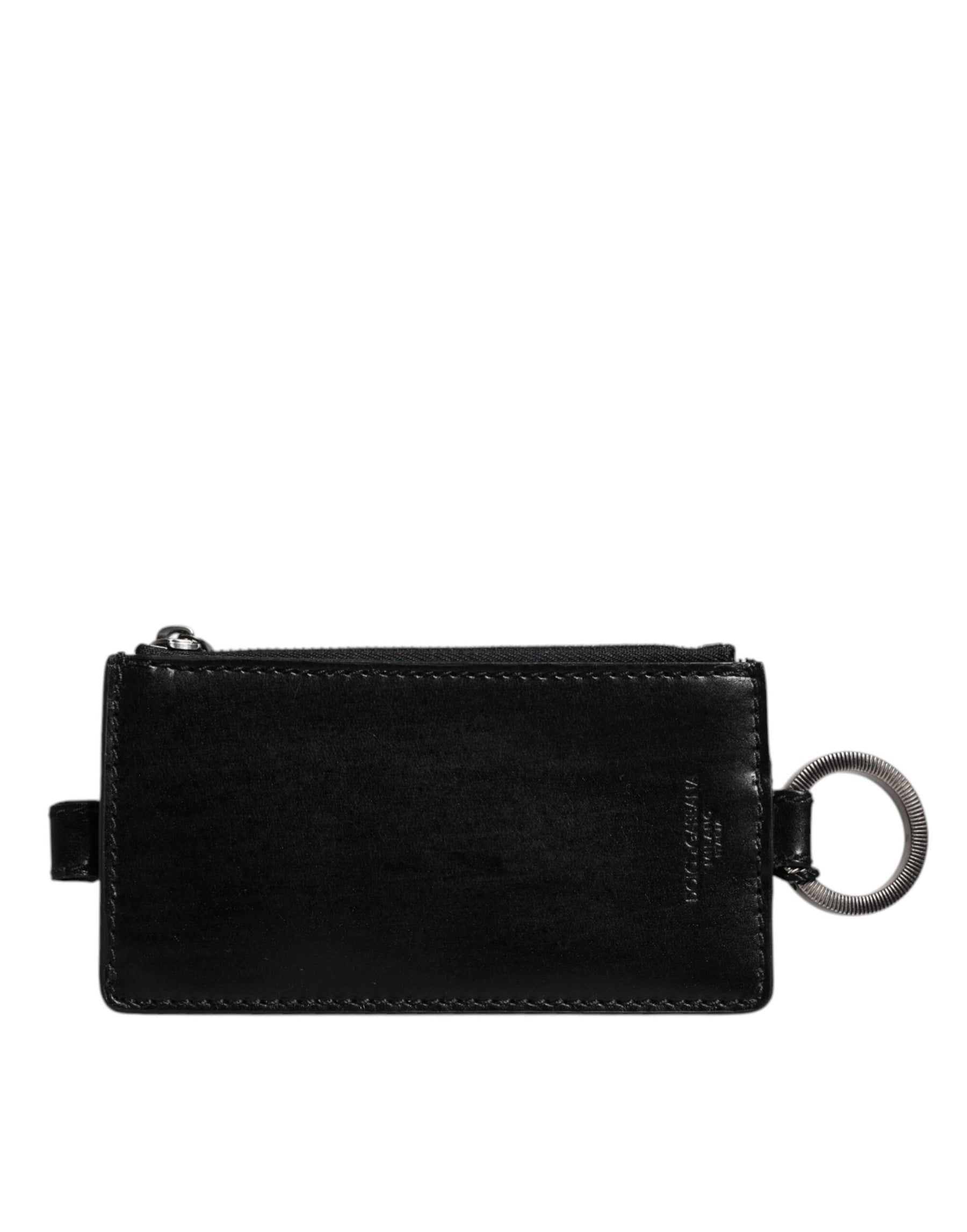 Dolce & Gabbana Black Horse Leather Lanyard Logo Card Holder Wallet | Regal Royce
