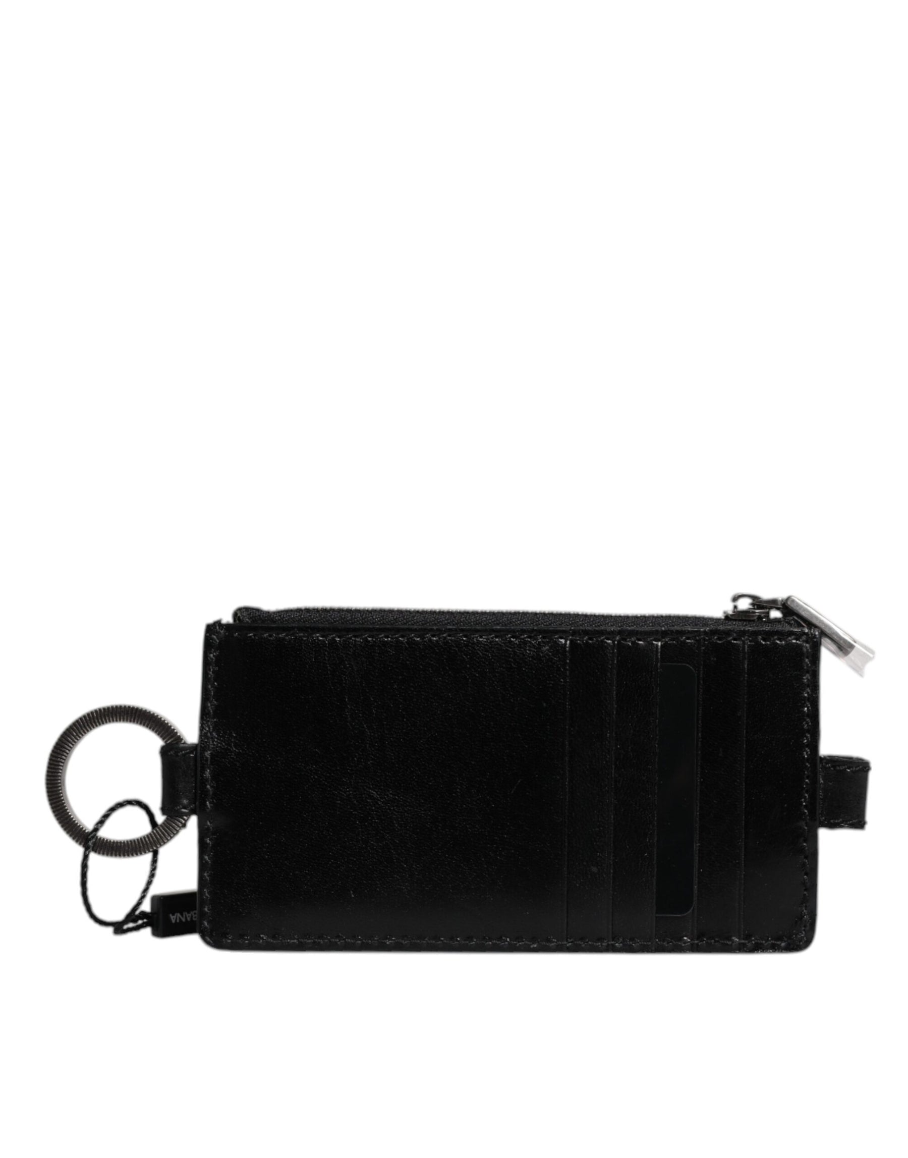 Dolce & Gabbana Black Horse Leather Lanyard Logo Card Holder Wallet | Regal Royce