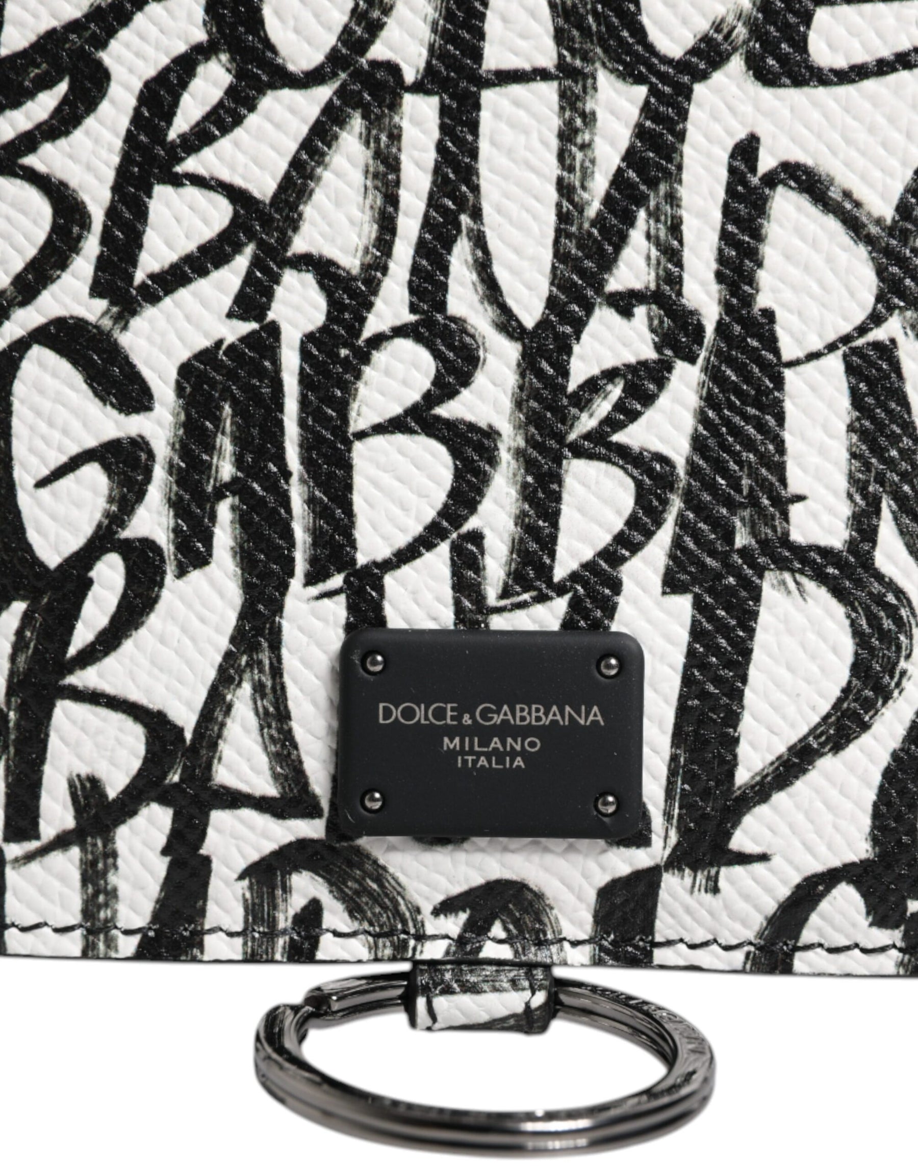 Dolce & Gabbana White Leather Lanyard Logo Print Card Holder Wallet | Regal Royce