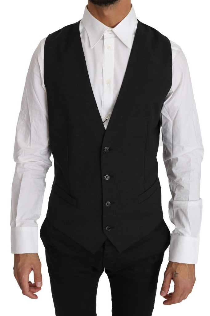 Dolce & Gabbana Gray Solid 100% Wool Waistcoat Vest | Regal Royce