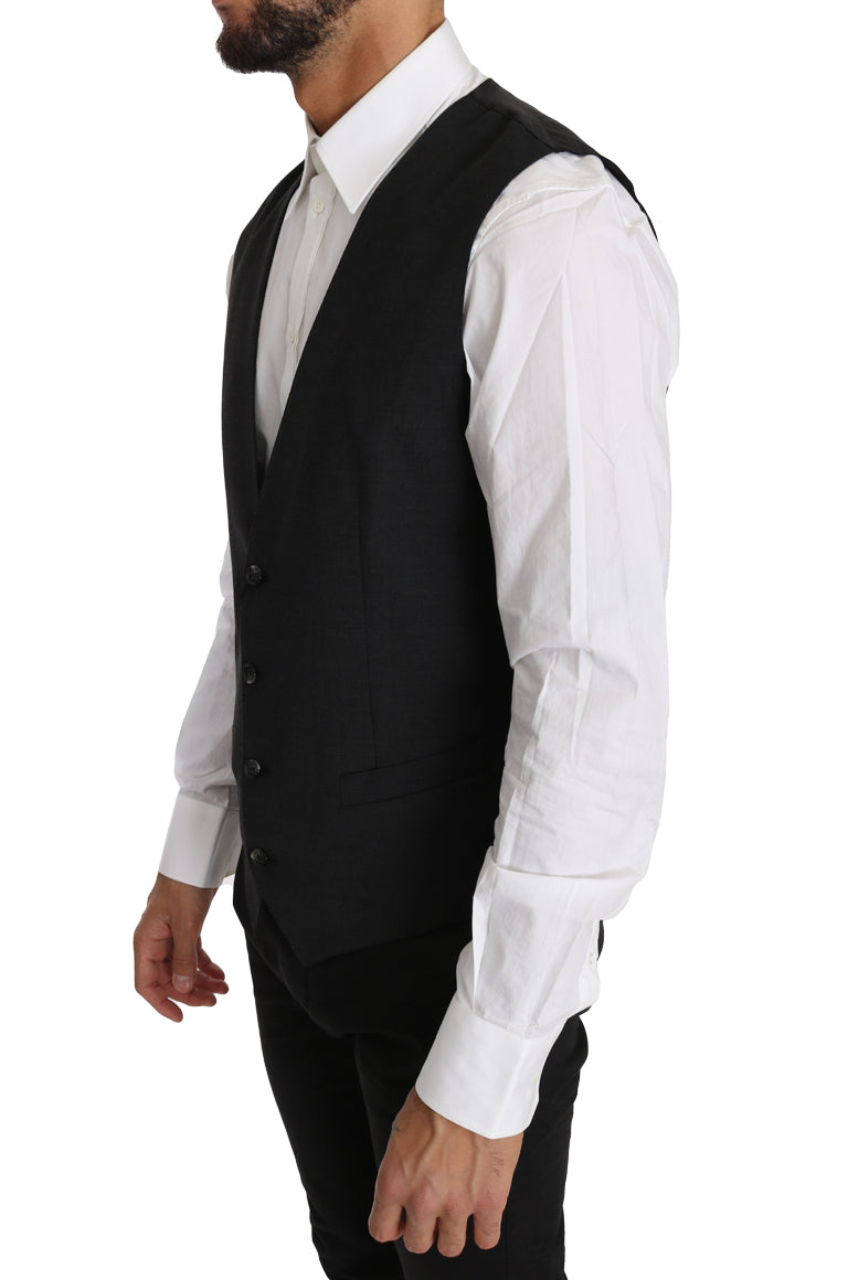 Dolce & Gabbana Gray Solid 100% Wool Waistcoat Vest | Regal Royce