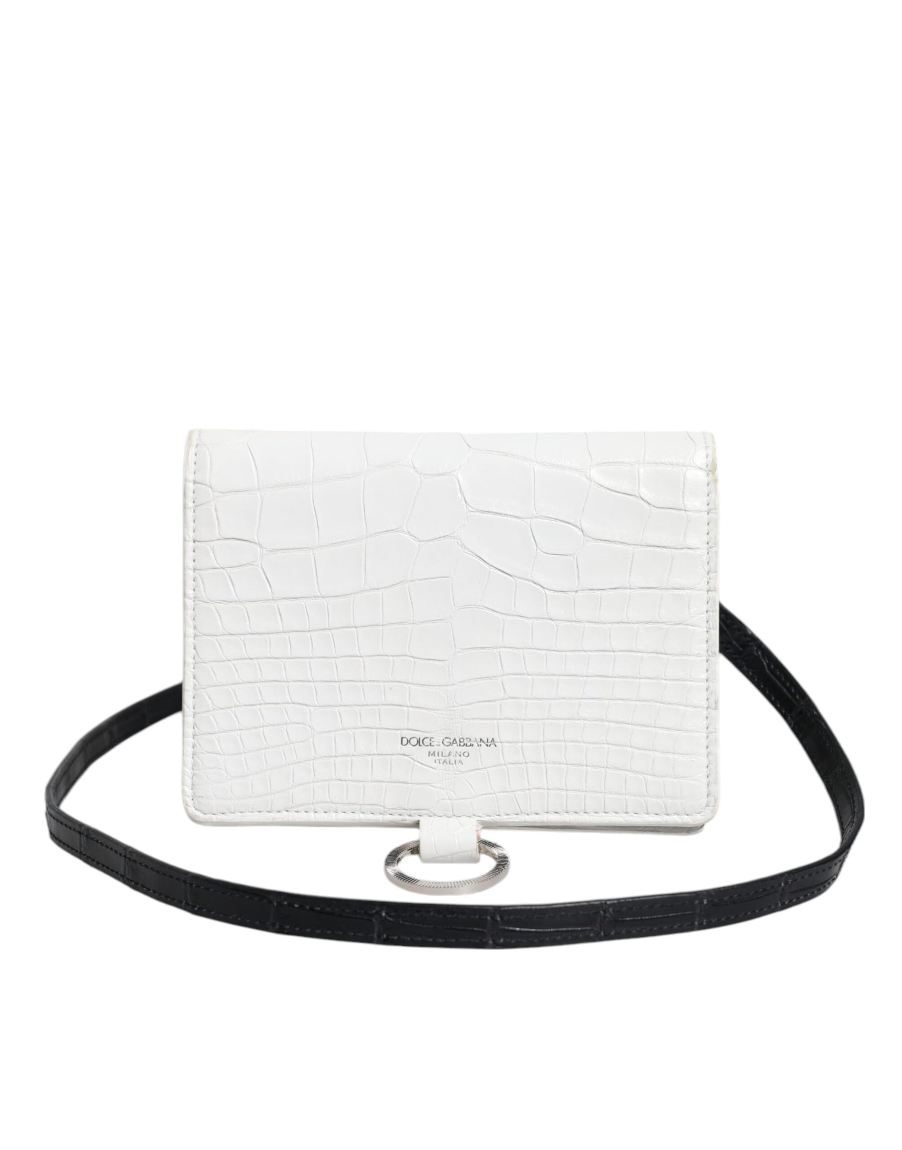Dolce & Gabbana White Blue Leather Bifold Crossbody Sling Wallet | Regal Royce