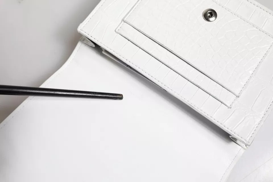 Dolce & Gabbana White Blue Leather Bifold Crossbody Sling Wallet | Regal Royce