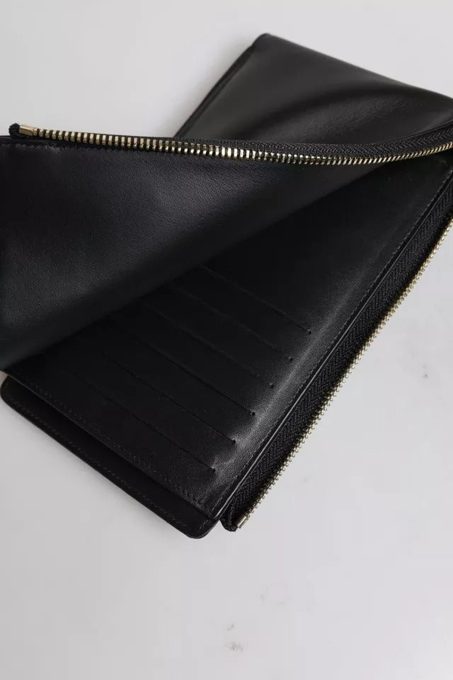 Dolce & Gabbana Black Leather Logo Plaque Neck Strap Card Coin Wallet | Regal Royce