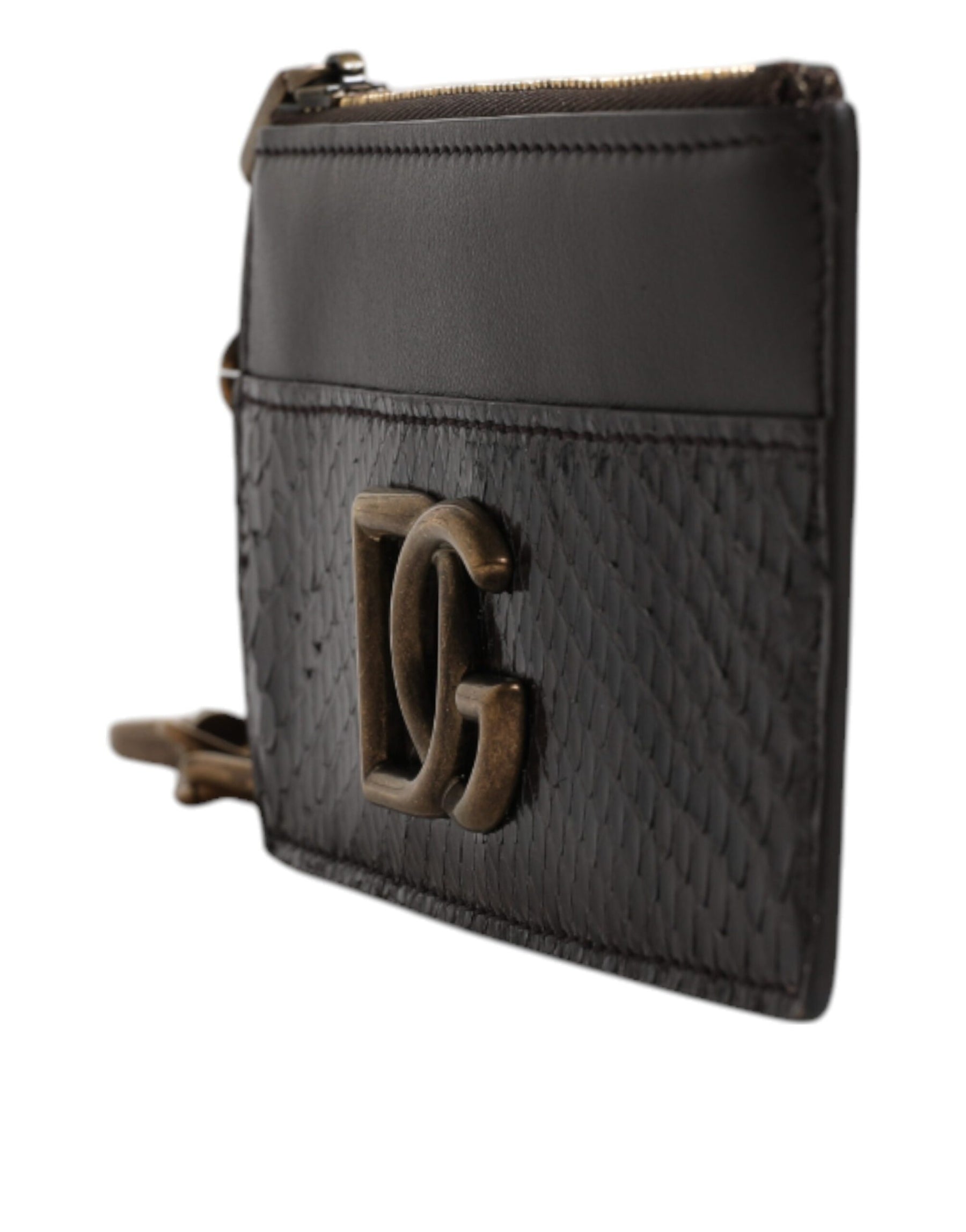 Dolce & Gabbana Brown Exotic Leather DG Logo Card Holder Wallet | Regal Royce