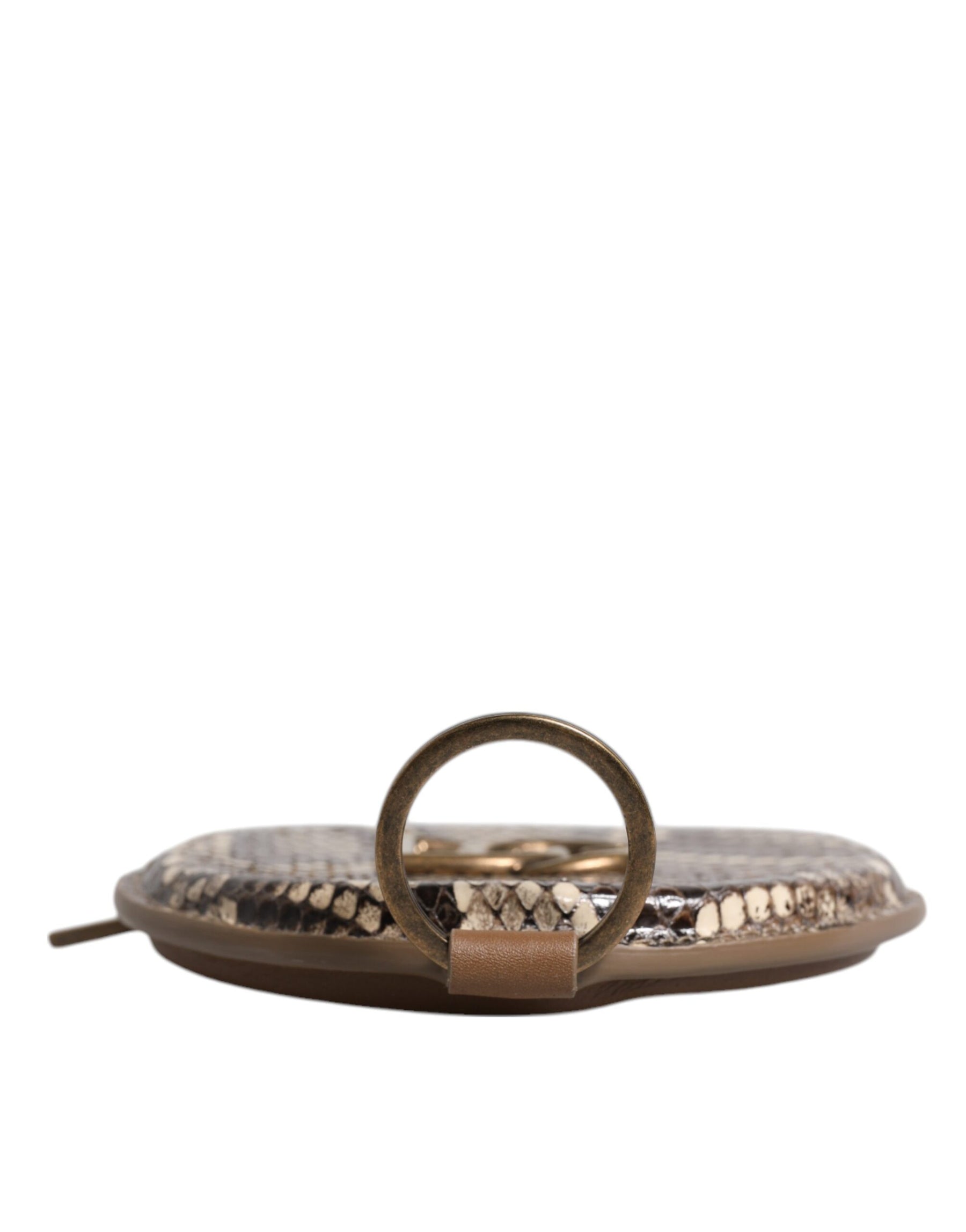 Dolce & Gabbana Brown Round Leather DG Logo Coin Purse Lanyard Wallet | Regal Royce