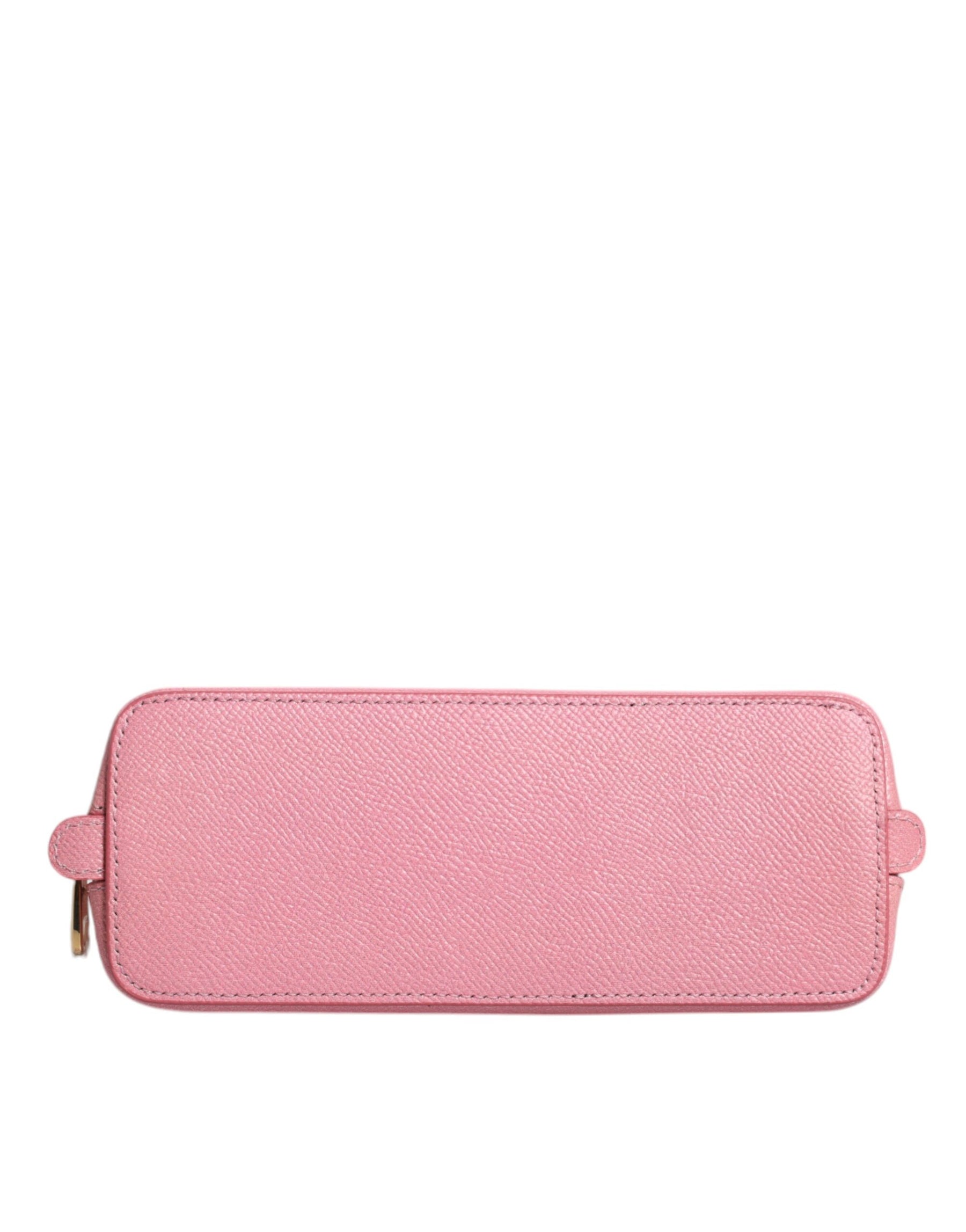 Dolce & Gabbana Pink Leather DG Logo Zip Around Hand Purse Pouch Wallet | Regal Royce