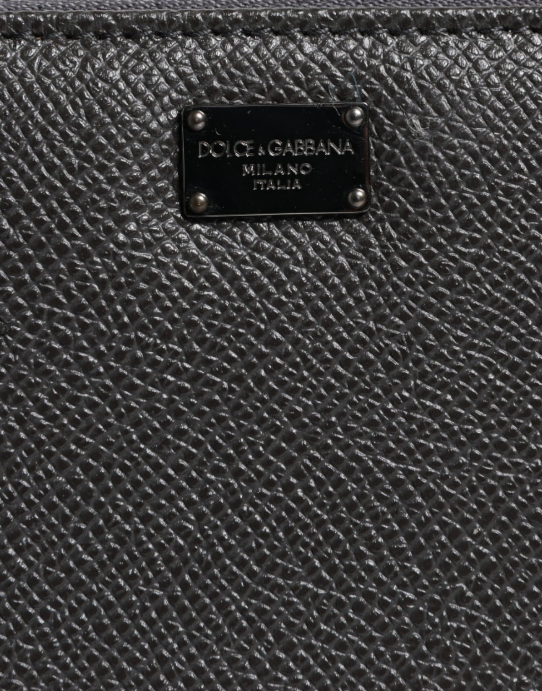 Dolce & Gabbana Dark Gray Leather DG Logo Zip Around Continental Wallet | Regal Royce
