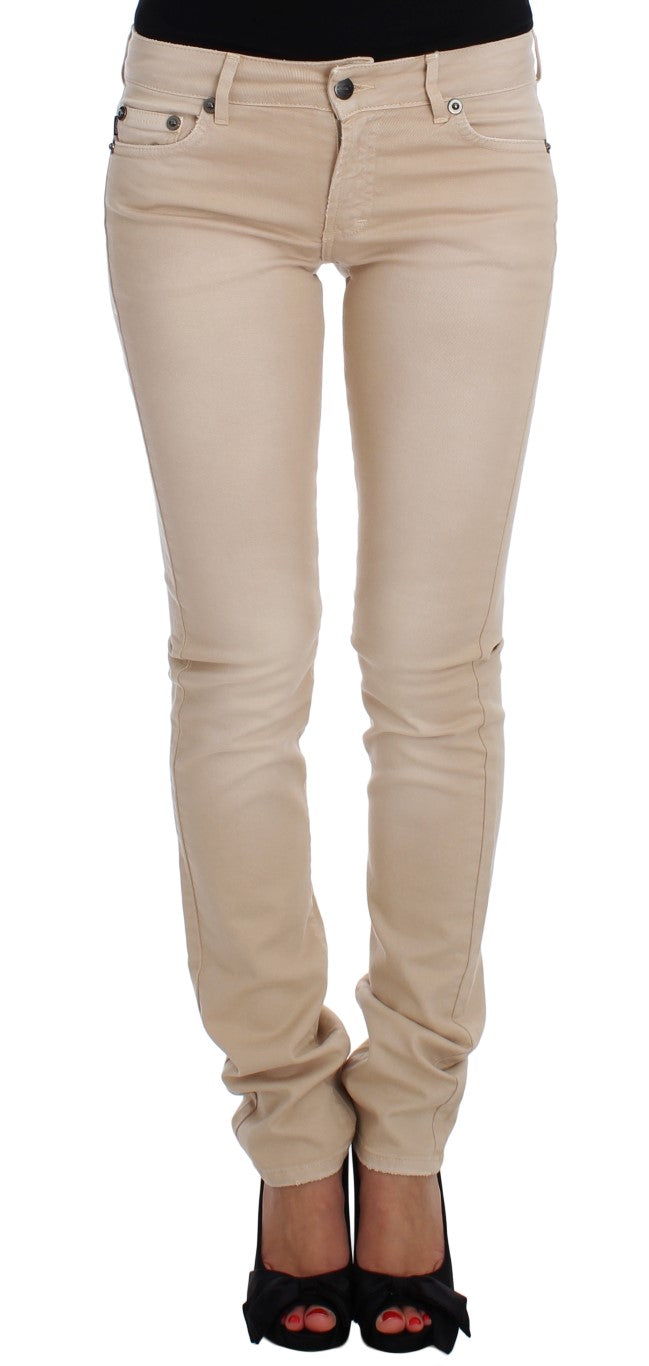 Cavalli Beige Wash Slim Fit Cotton Stretch Jeans | Regal Royce