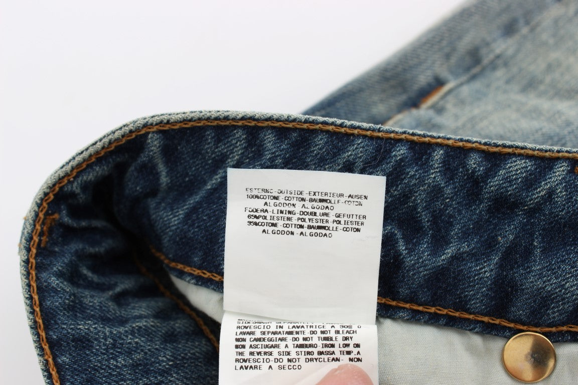 Cavalli Blue Cotton Low Waist Jeans | Regal Royce