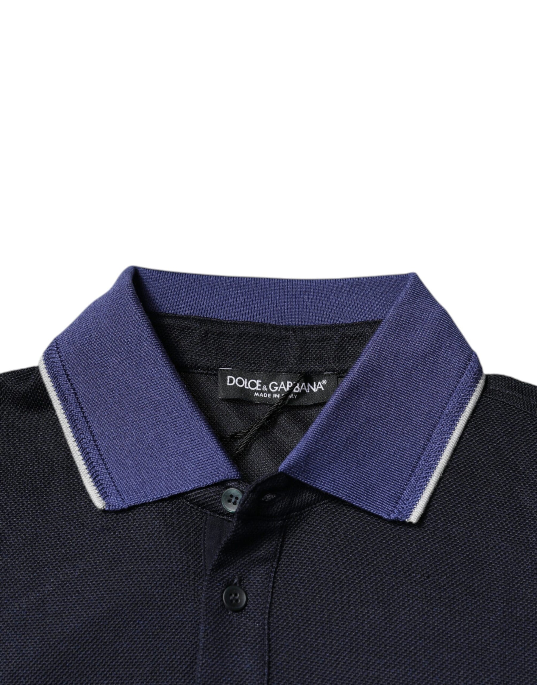 Dolce & Gabbana Blue Silk Collared Short Sleeves Polo T-shirt | Regal Royce