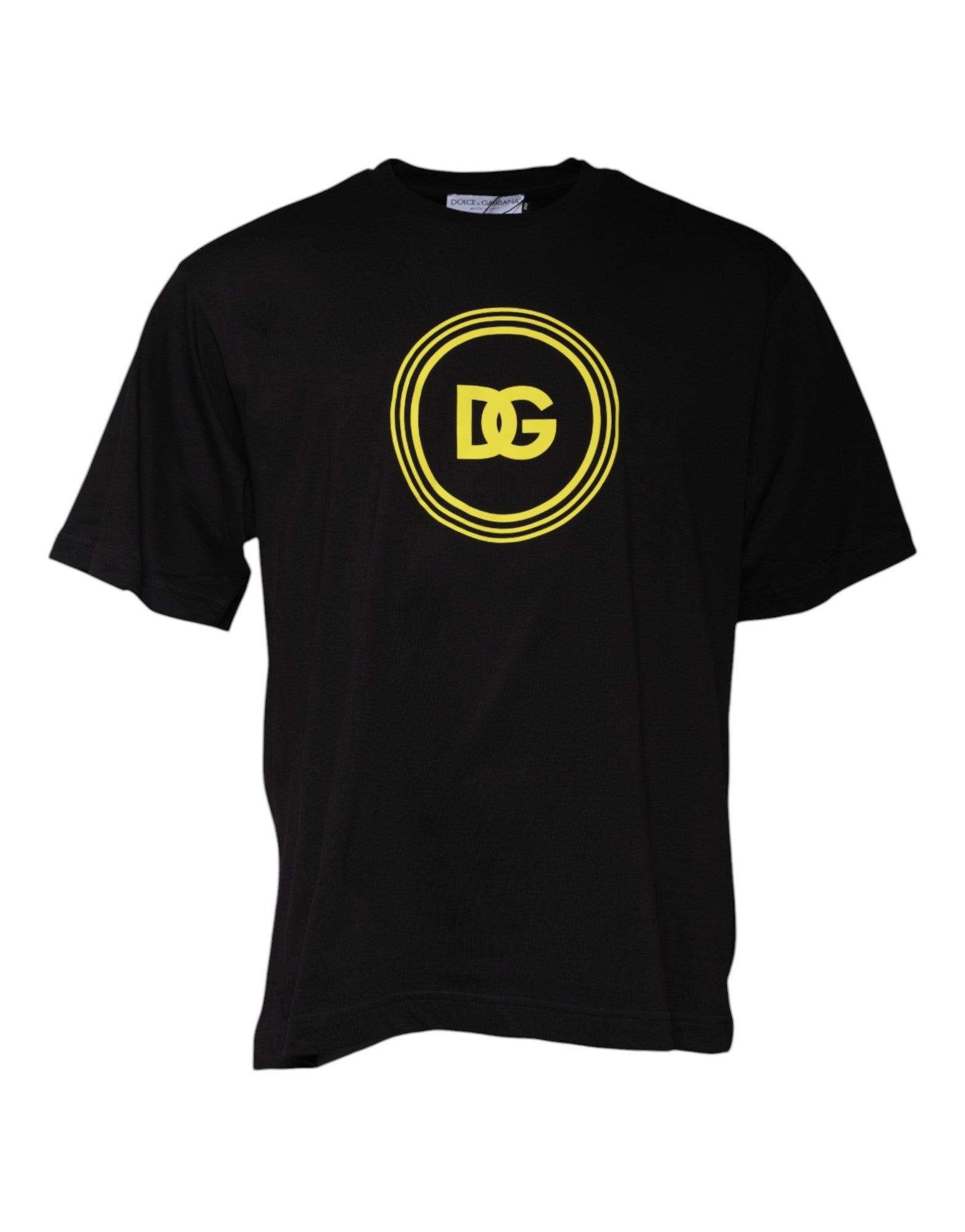 Dolce & Gabbana Black Logo Print Cotton Crew Neck T-shirt | Regal Royce