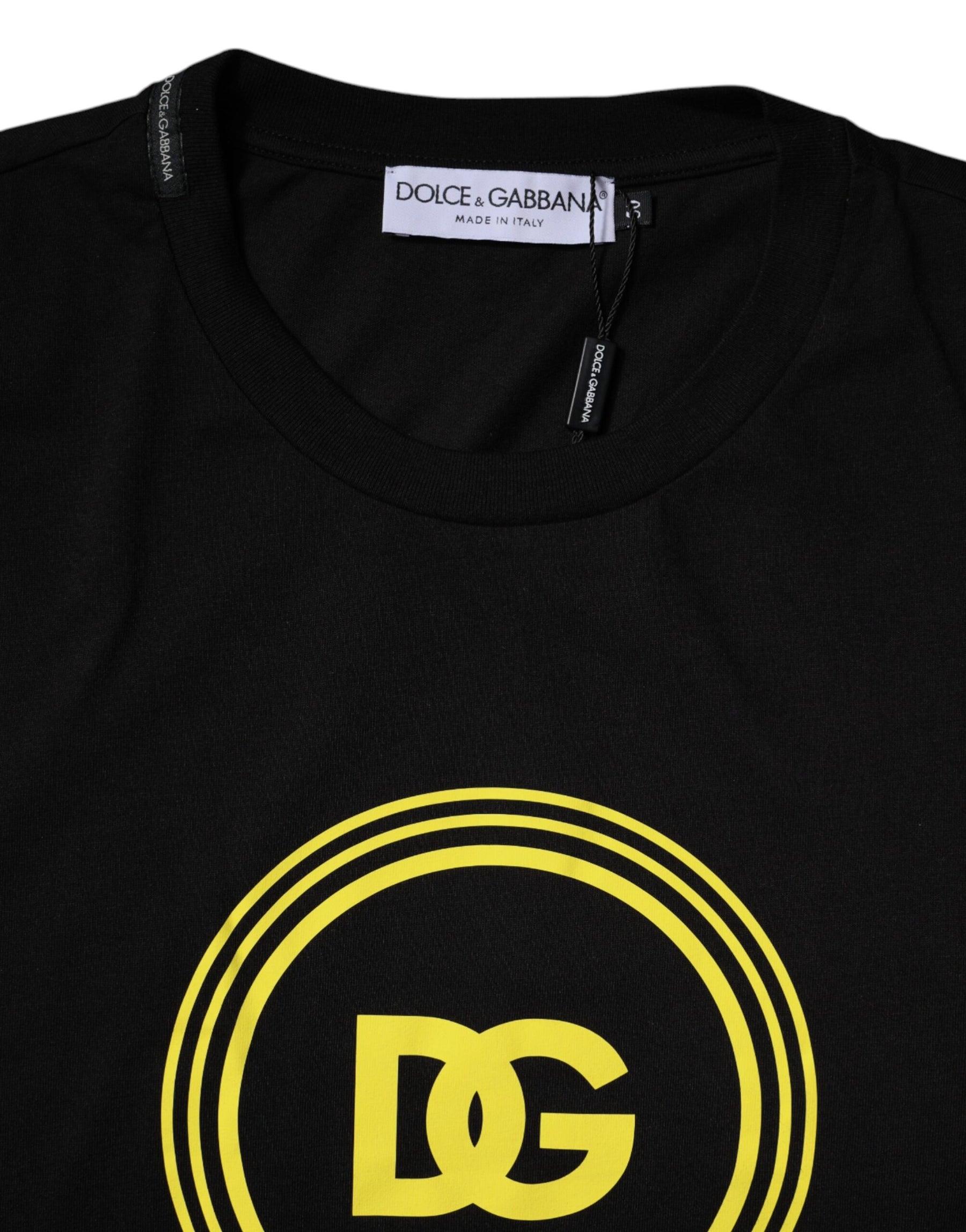 Dolce & Gabbana Black Logo Print Cotton Crew Neck T-shirt | Regal Royce