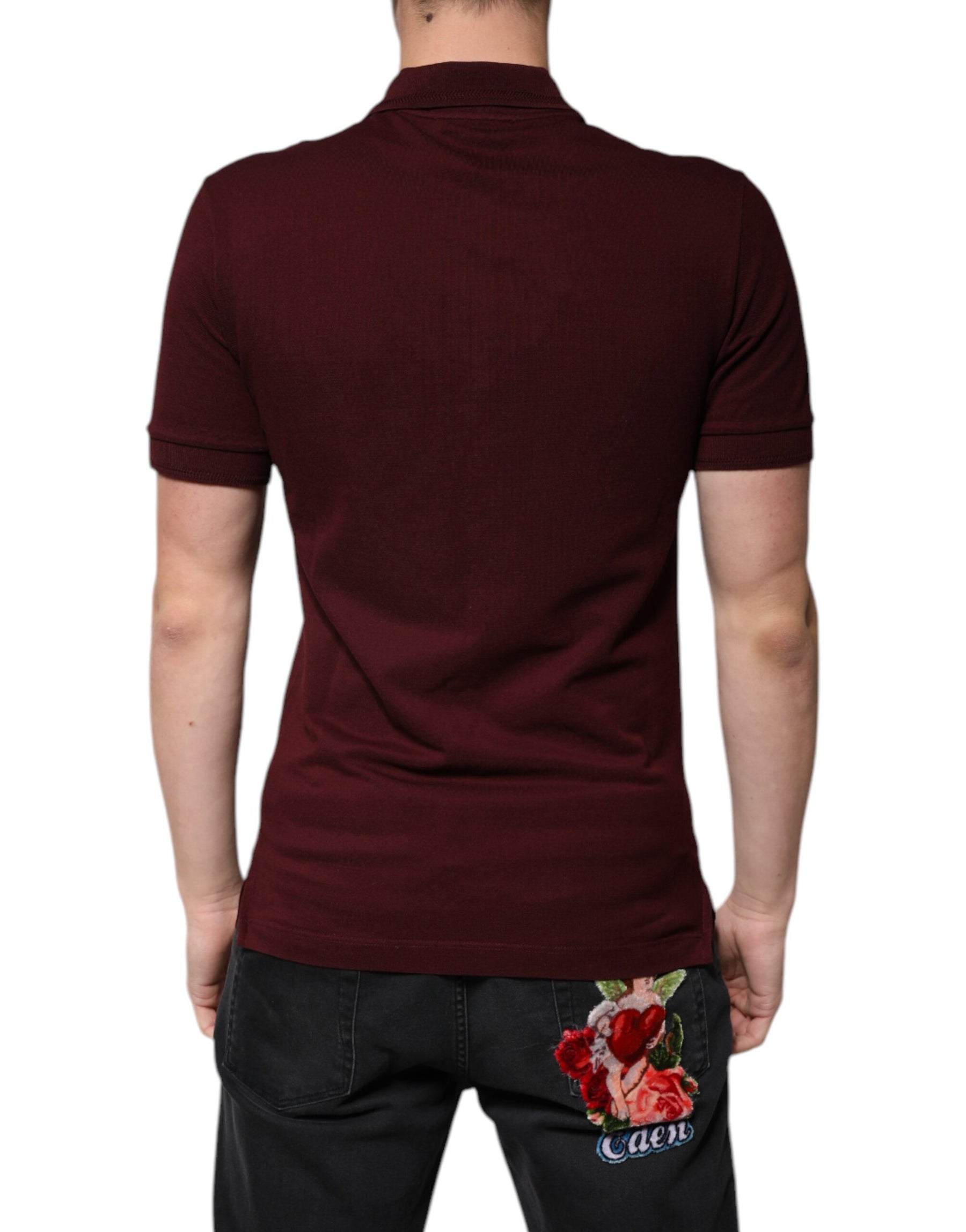 Dolce & Gabbana Maroon Collared Short Sleeves Polo T-shirt | Regal Royce