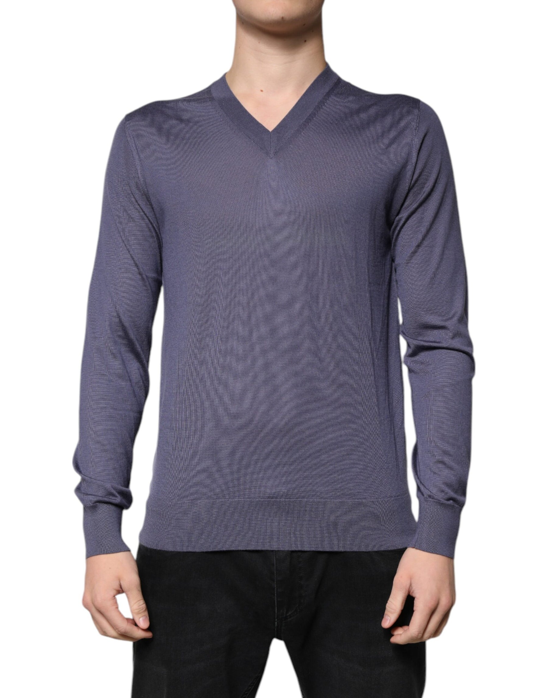 Dolce & Gabbana Gray Cashmere V-neck Men Pullover Sweater | Regal Royce