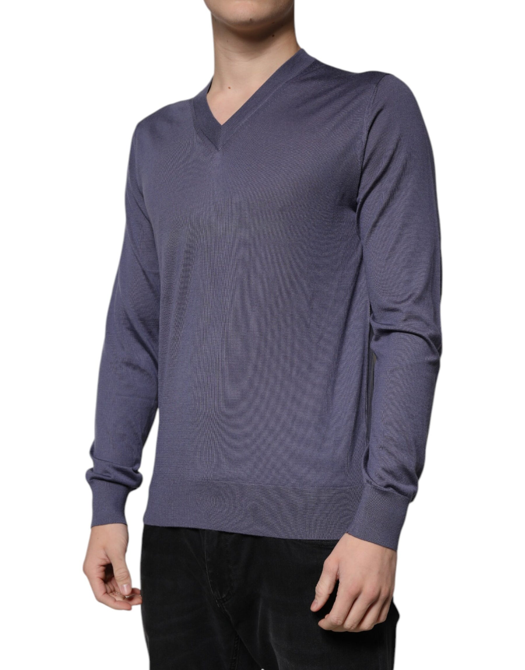Dolce & Gabbana Gray Cashmere V-neck Men Pullover Sweater | Regal Royce