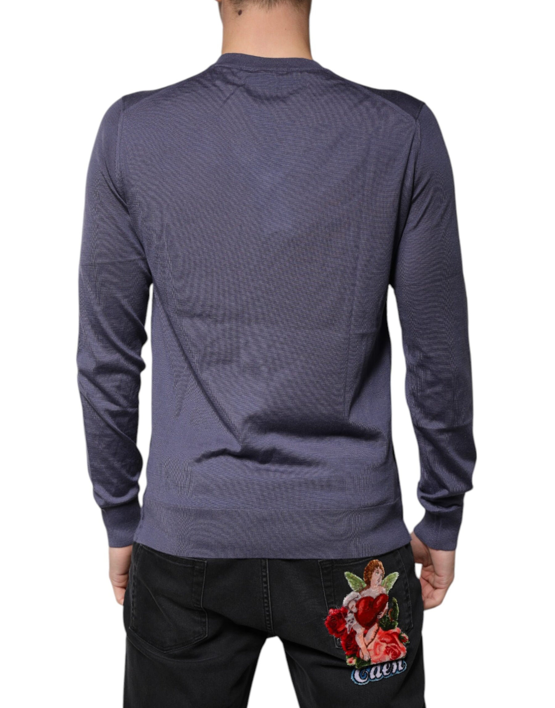 Dolce & Gabbana Gray Cashmere V-neck Men Pullover Sweater | Regal Royce