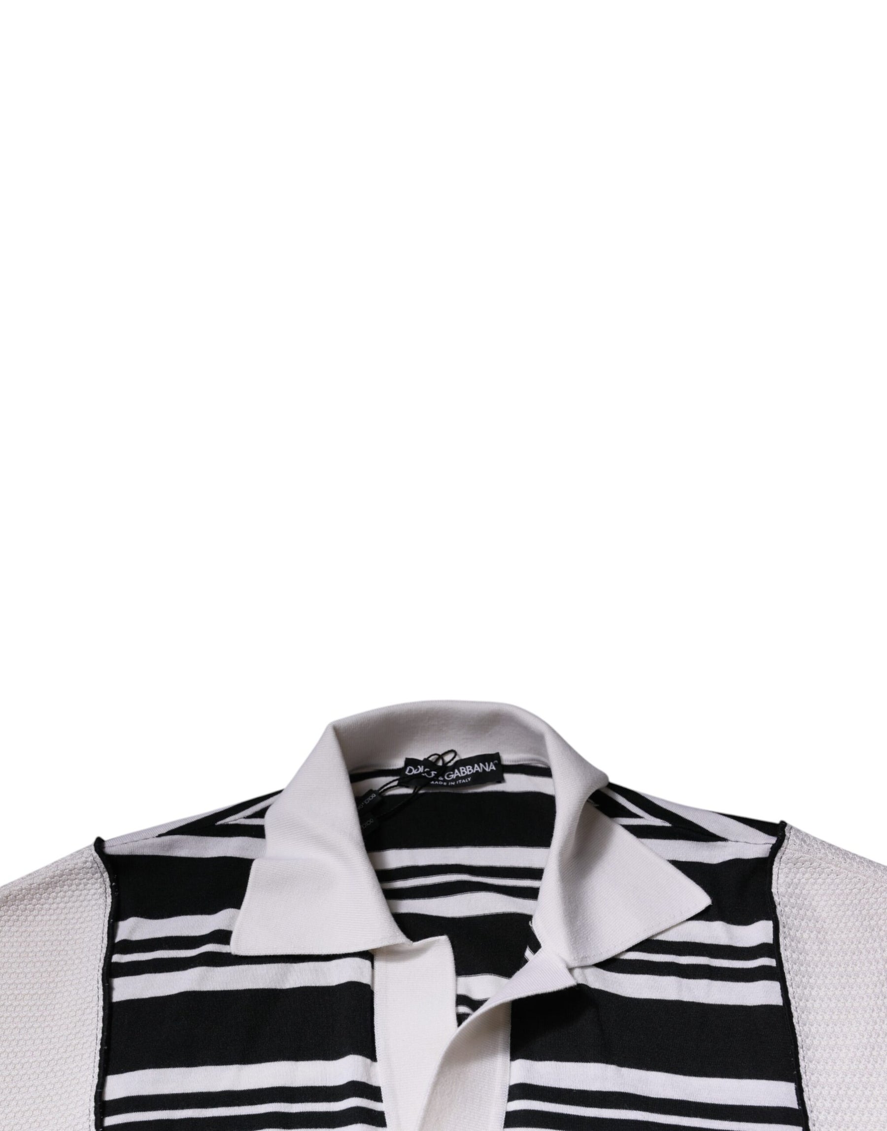 Dolce & Gabbana Black White Stripes Collared Polo T-shirt | Regal Royce
