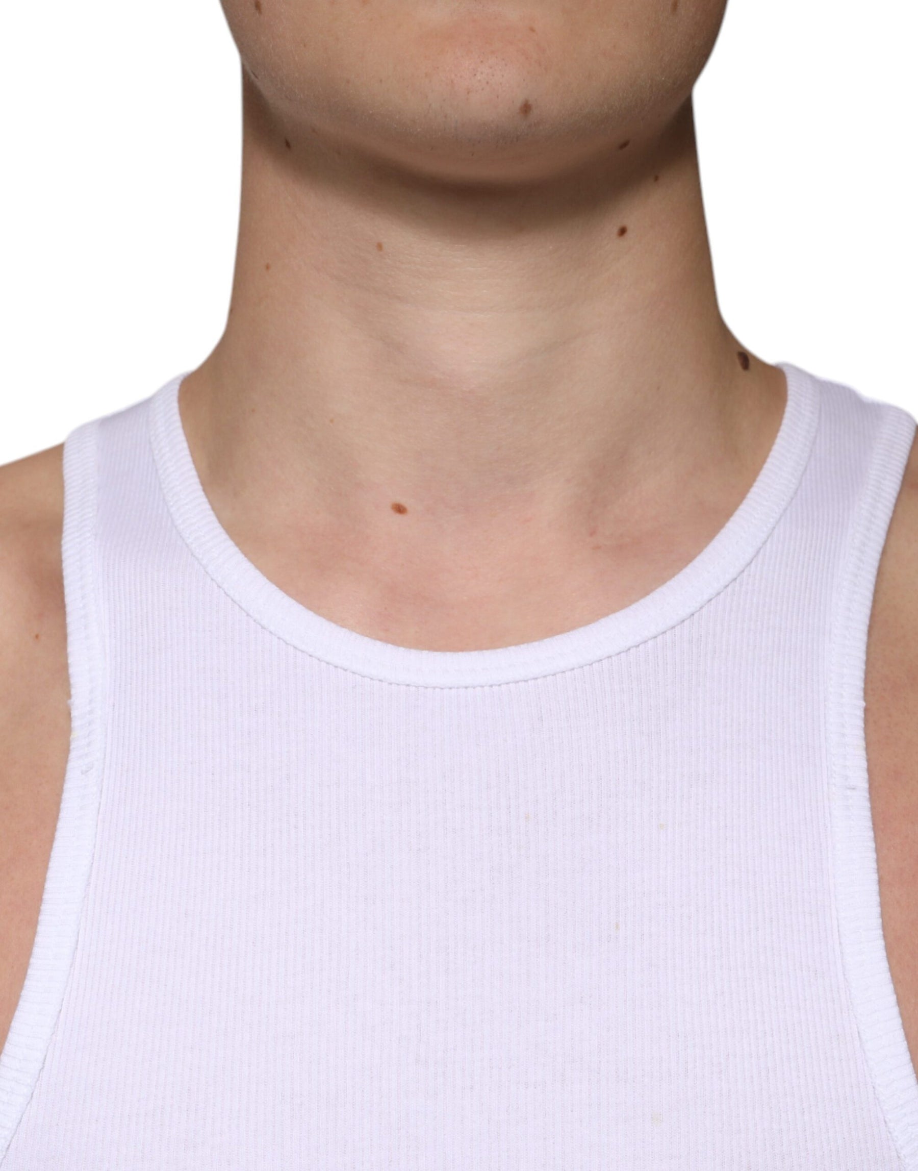 Dolce & Gabbana White Cotton Sleeveless Round Neck Tank T-shirt | Regal Royce