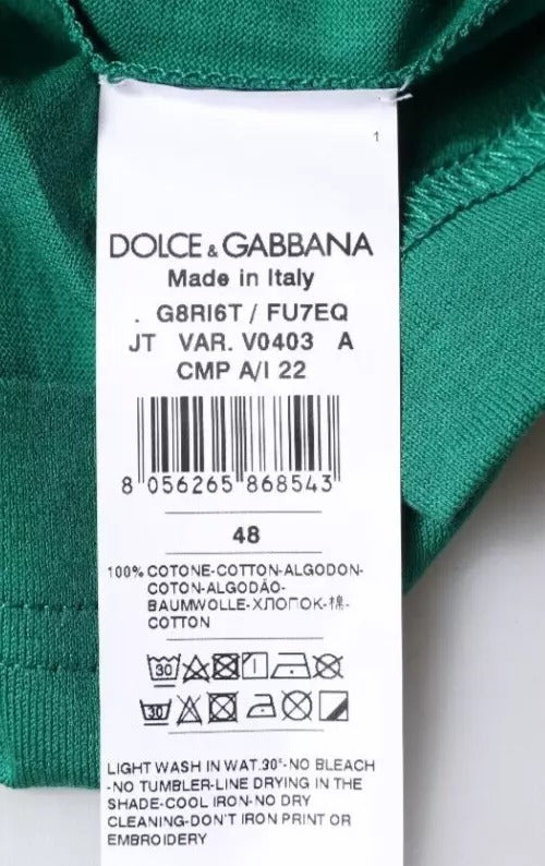 Dolce & Gabbana Green Logo Crew Neck Short Sleeves T-shirt | Regal Royce