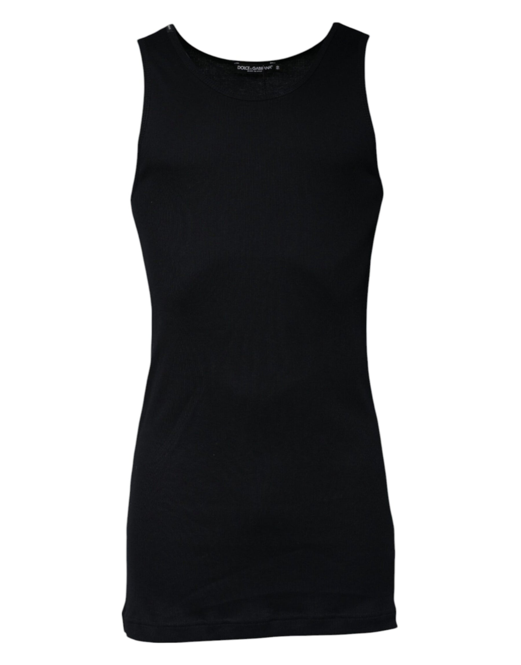 Dolce & Gabbana Black Cotton Sleeveless Round Neck Tank T-shirt | Regal Royce