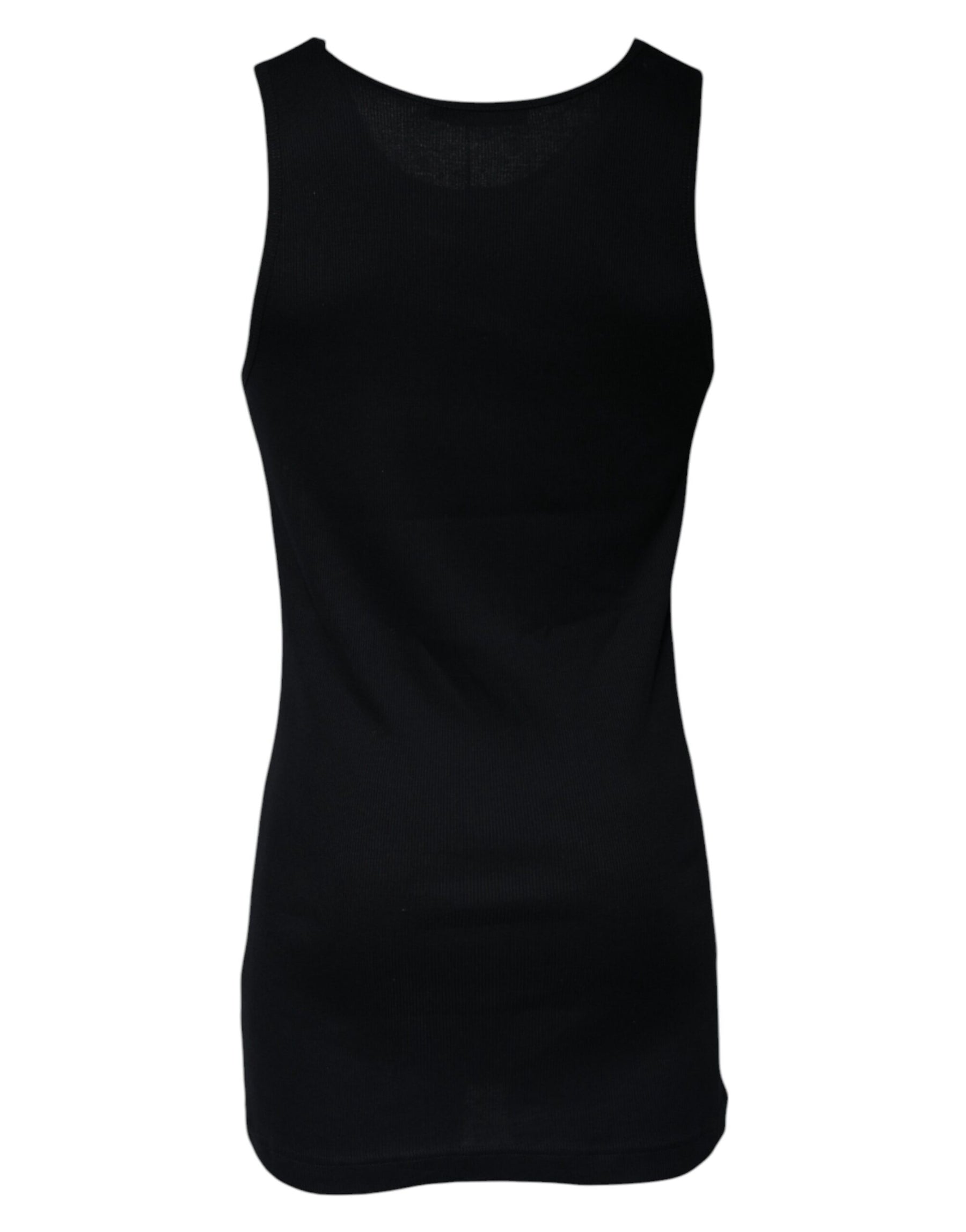 Dolce & Gabbana Black Cotton Sleeveless Round Neck Tank T-shirt | Regal Royce
