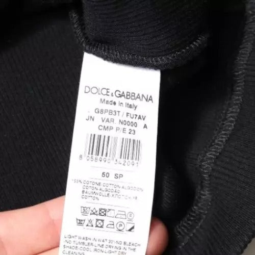 Dolce & Gabbana Black Cotton Sleeveless Round Neck Tank T-shirt | Regal Royce
