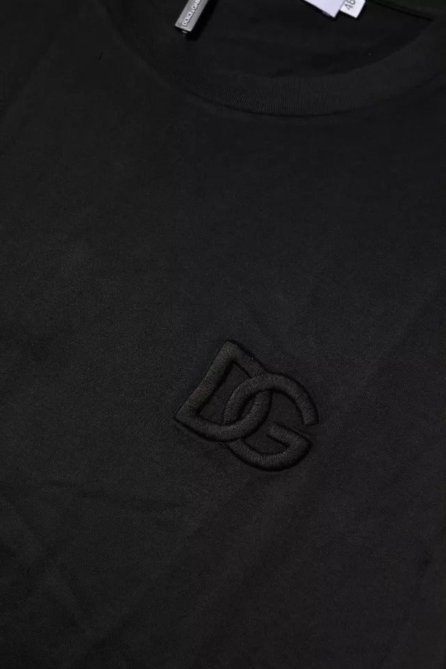 Dolce & Gabbana Black Cotton Crew Neck Short Sleeves T-shirt | Regal Royce