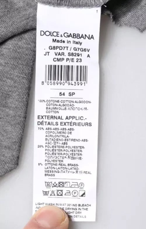 Dolce & Gabbana Gray Logo Crew Neck Short Sleeves T-shirt | Regal Royce