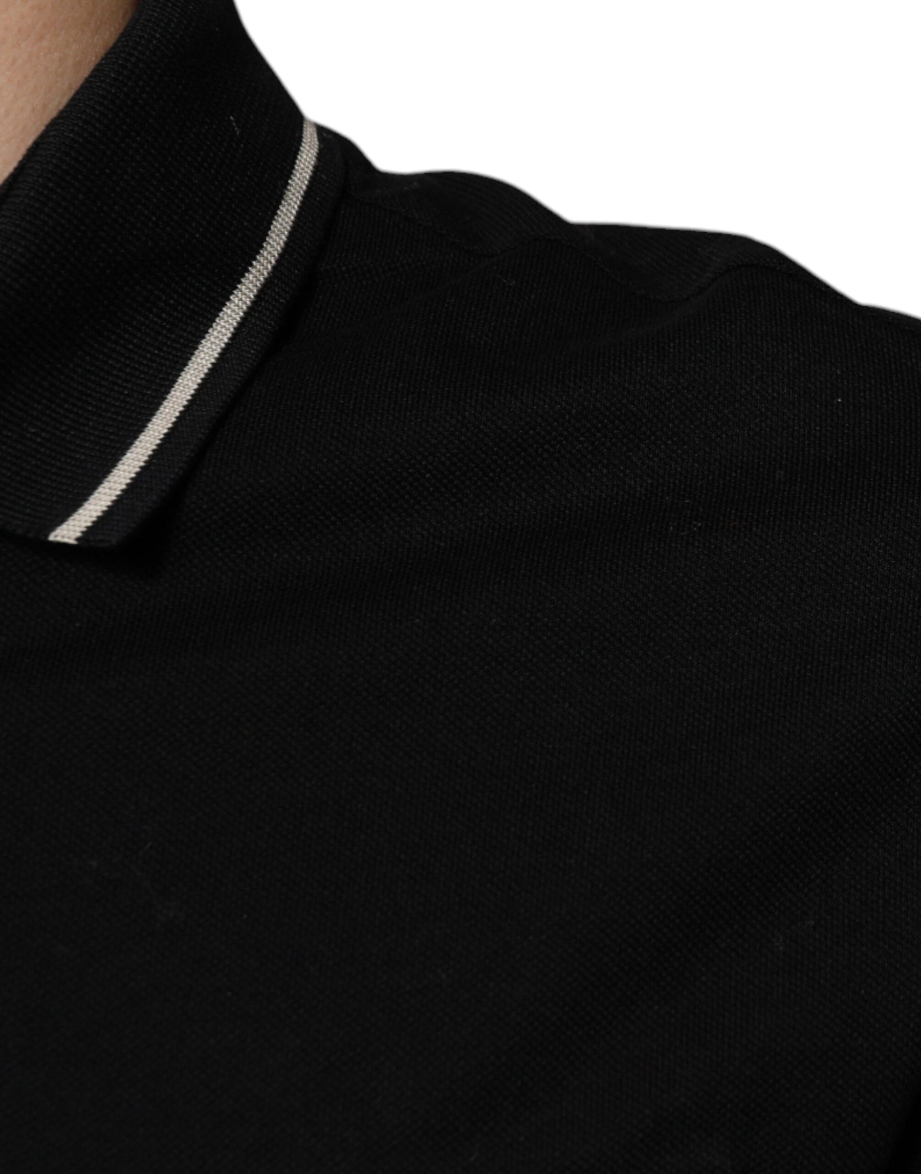 Dolce & Gabbana Black White Cotton Short Sleeves Polo T-shirt | Regal Royce