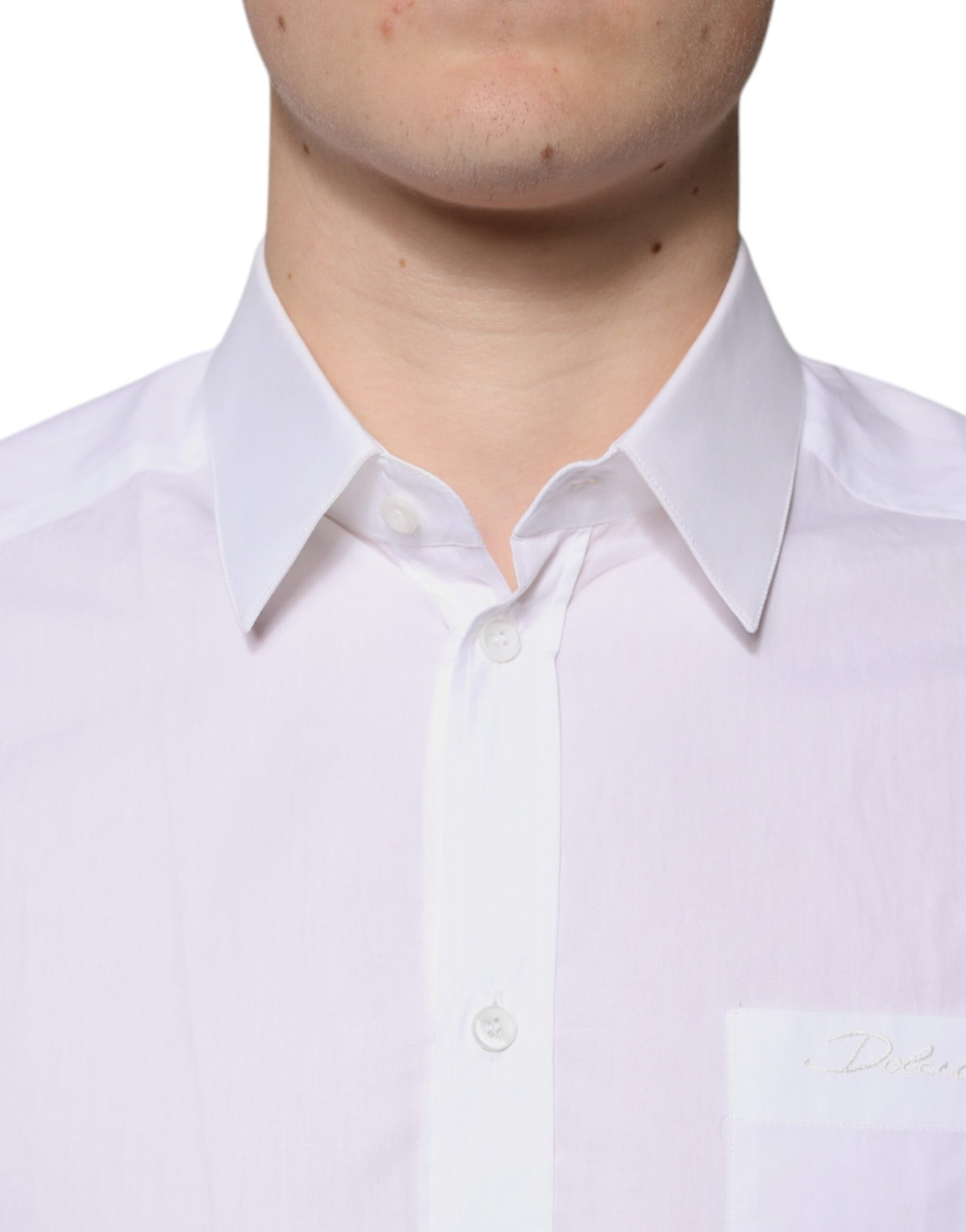 Dolce & Gabbana White Cotton Long Sleeves GOLD Dress Shirt | Regal Royce