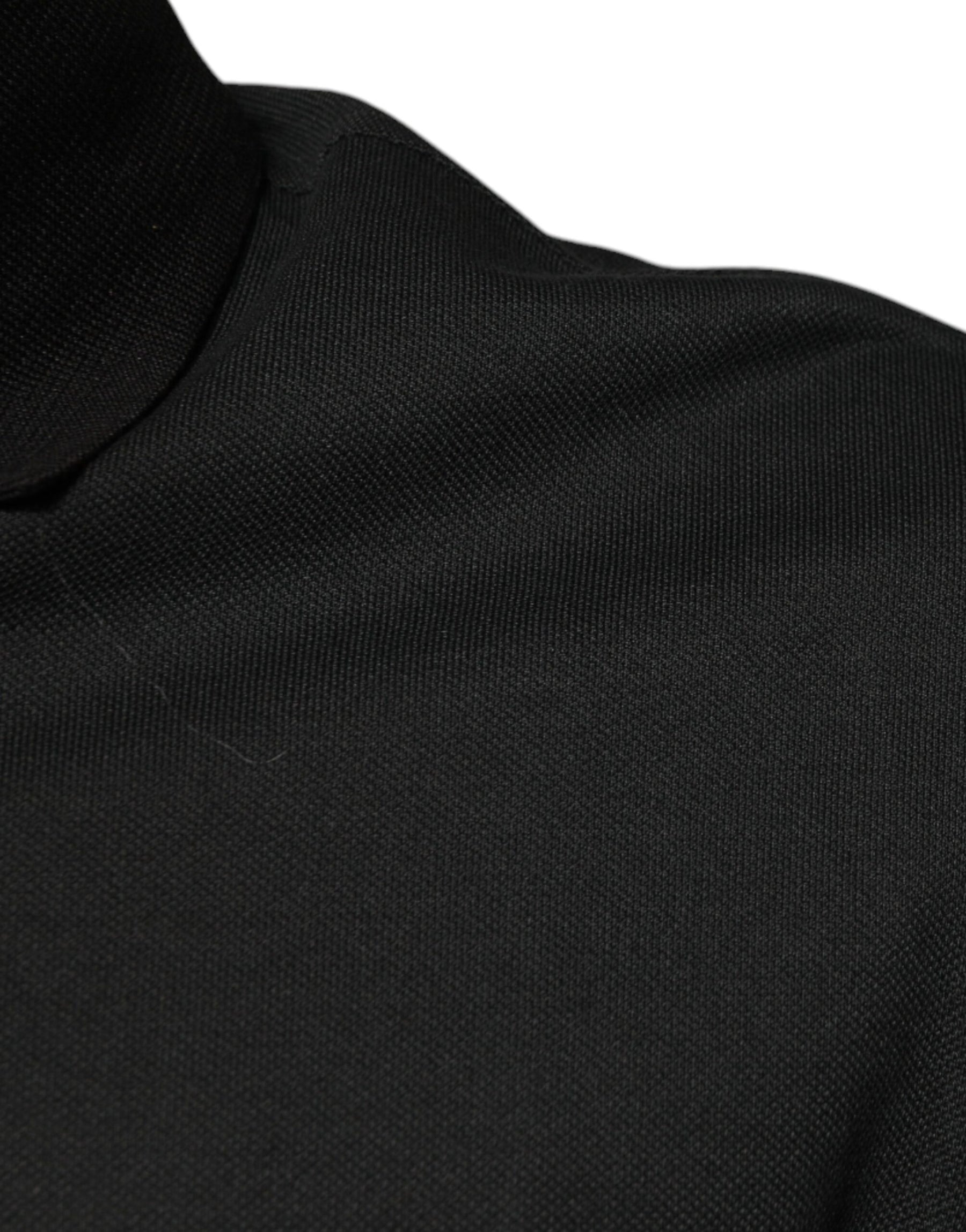Dolce & Gabbana Black Logo Print Collared Cotton Polo T-shirt | Regal Royce